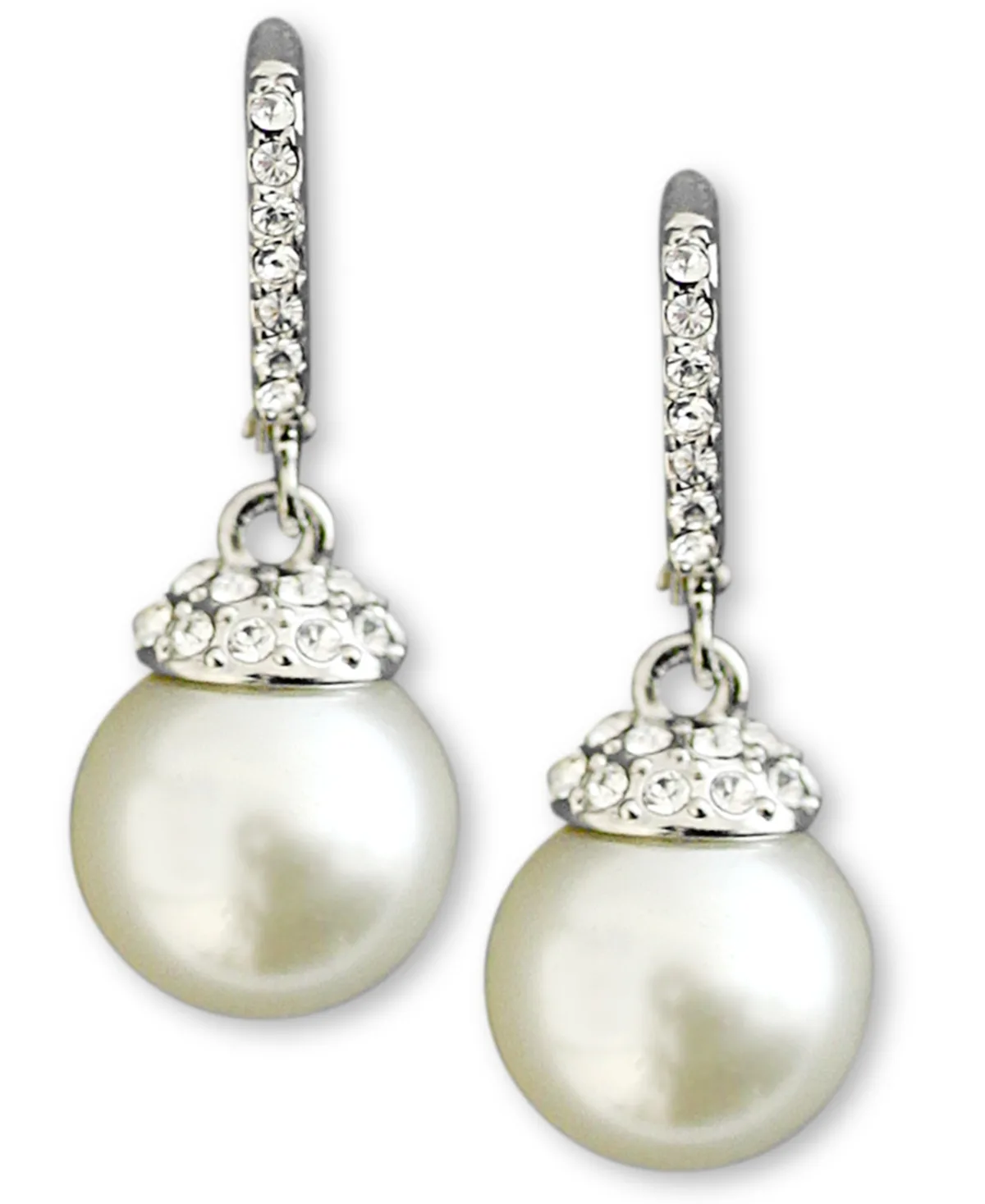 Crystal Accent and White Glass Pearl Earrings by Givenchy