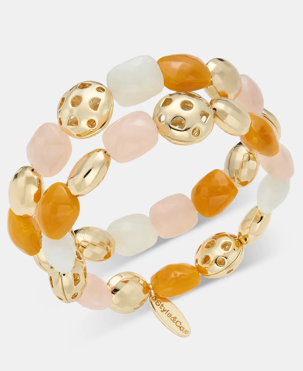 Silver-Tone Two-Row Beaded Stretch Bracelet by Style & Co