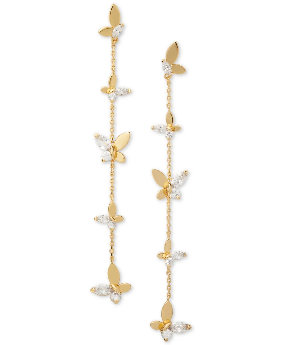 Gold-Tone Crystal Social Butterfly Linear Earrings by Kate Spade New York