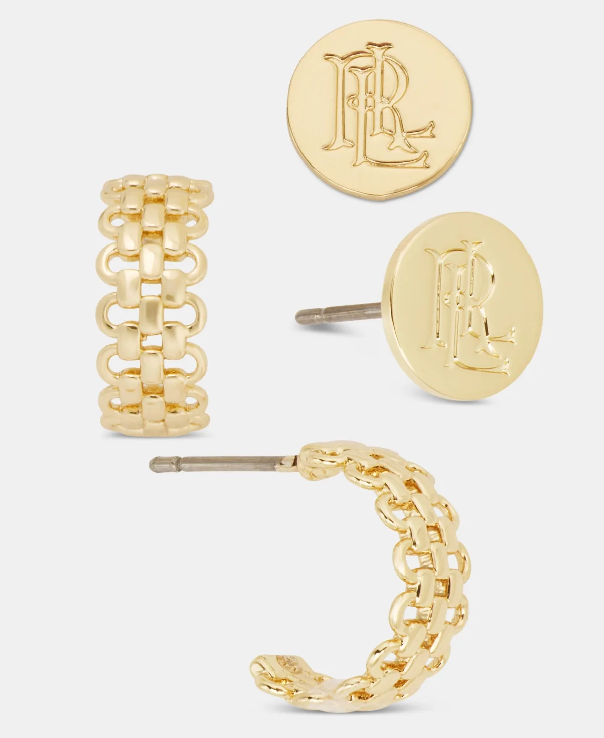 Logo Stud & Rolo Chain Hoop Earrings, 2-Piece Set by Lauren Ralph Lauren