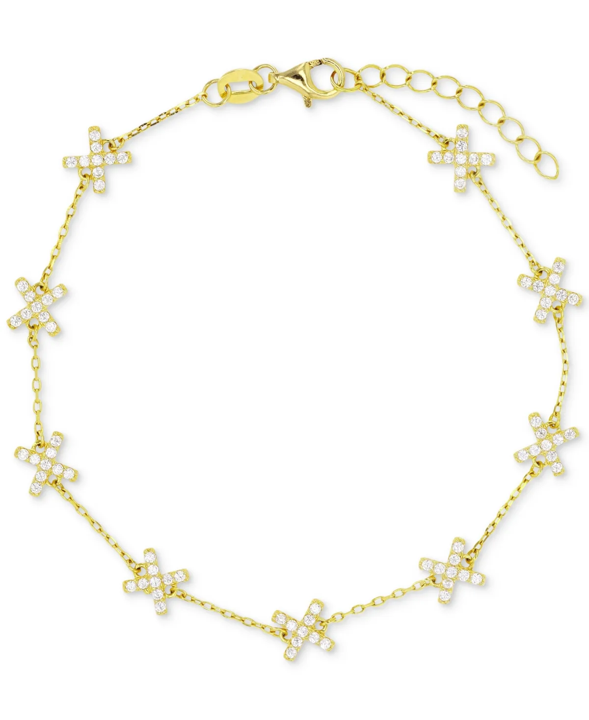 Cubic Zirconia x Chain Bracelet in Sterling Silver or 14k Gold-Plated Sterling Silver by Macy's