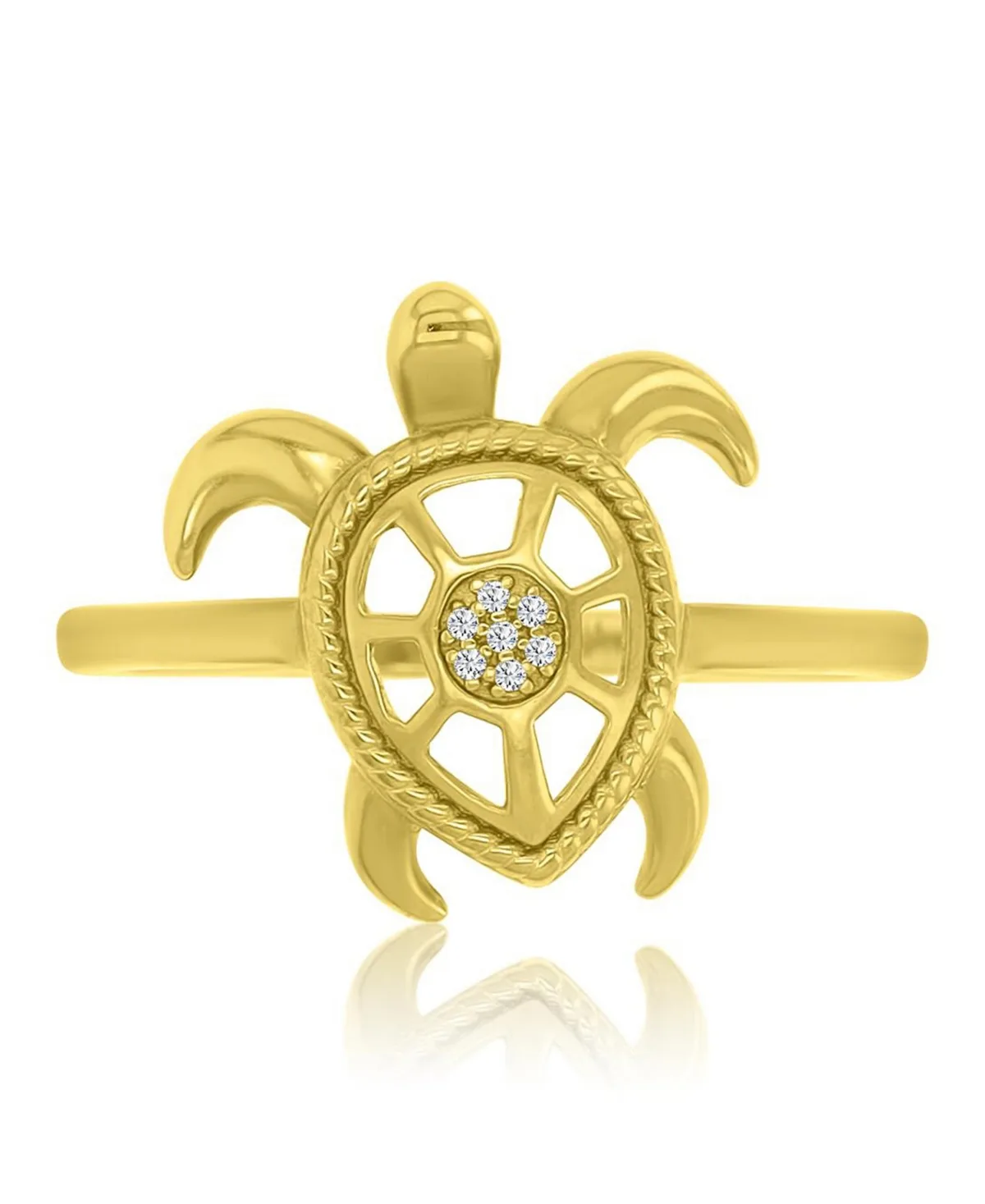 Diamond Accent Sea Turtle Ring in 14k Yellow Gold Over Sterling Silver by Macy's