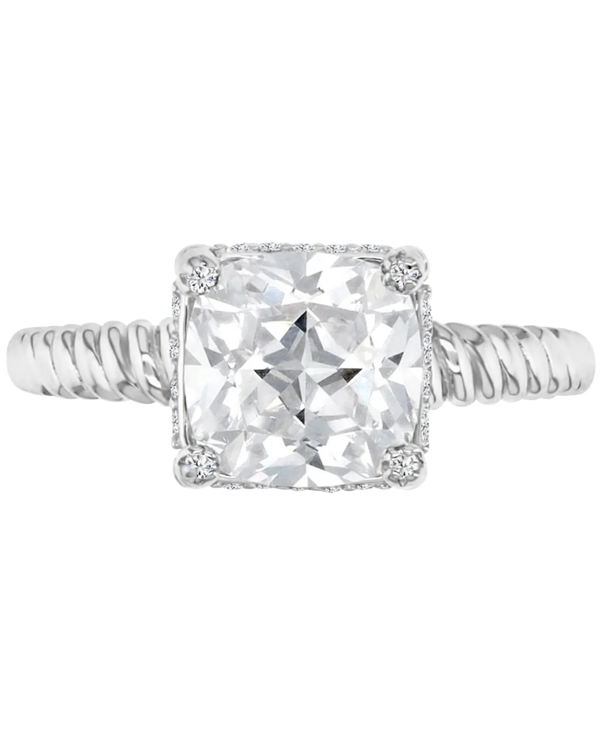 Cubic Zirconia Cushion-Cut Solitaire Twist Rope Engagement Ring by Macy's