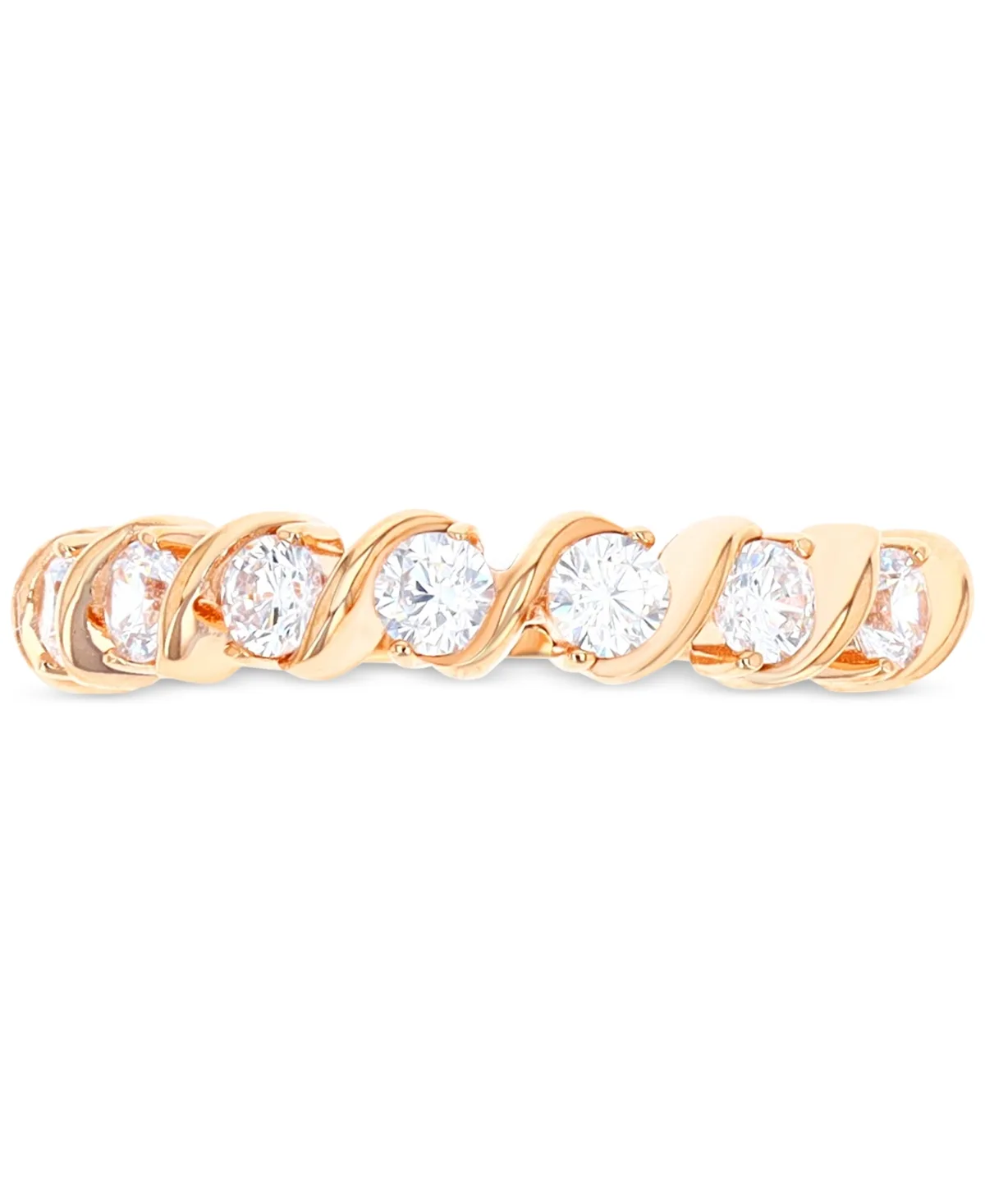 Cubic Zirconia Seven Stone S-Curve Ring in 14k Gold-Plated Sterling Silver by Macy's