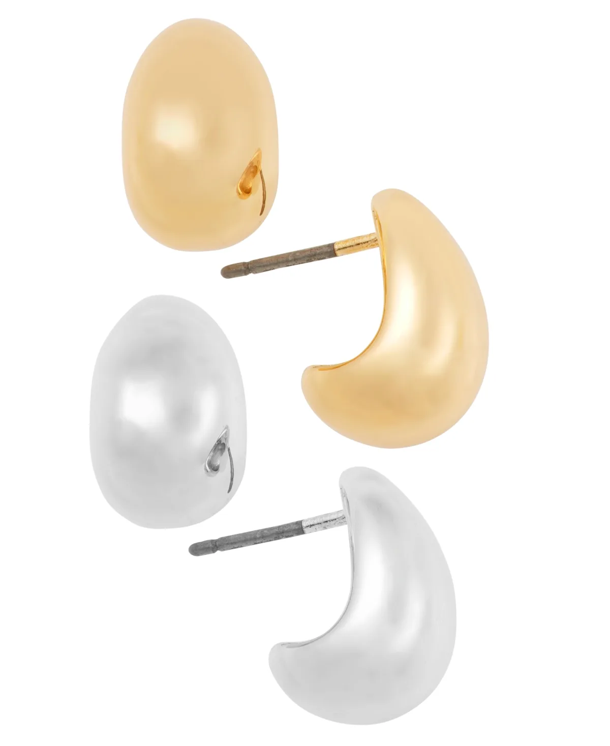 Two-Tone 2-Pc. Set Puffy Teardrop Stud Earrings by On 34th
