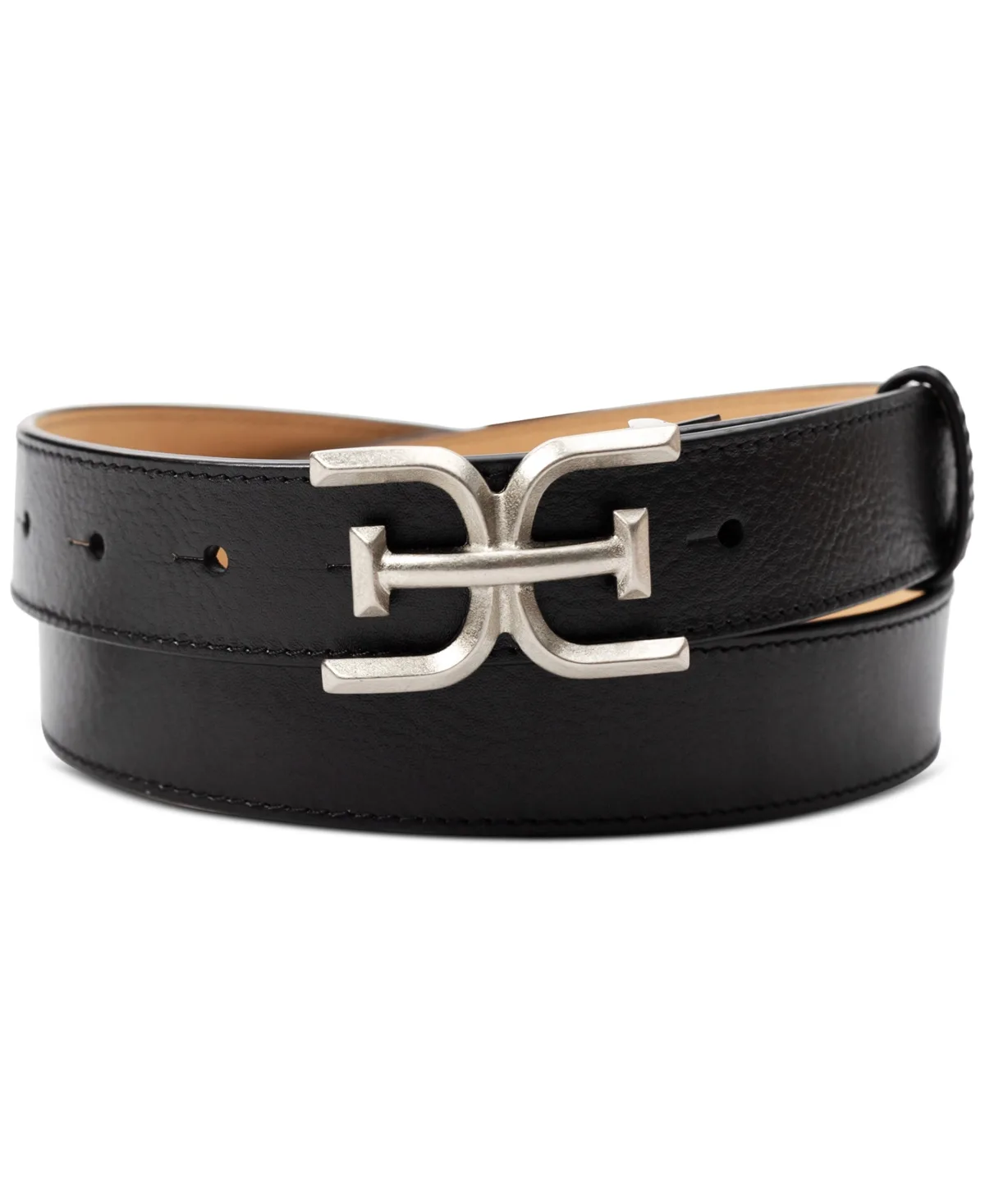 Slim Double-E Plaque Buckle Belt by Sam Edelman