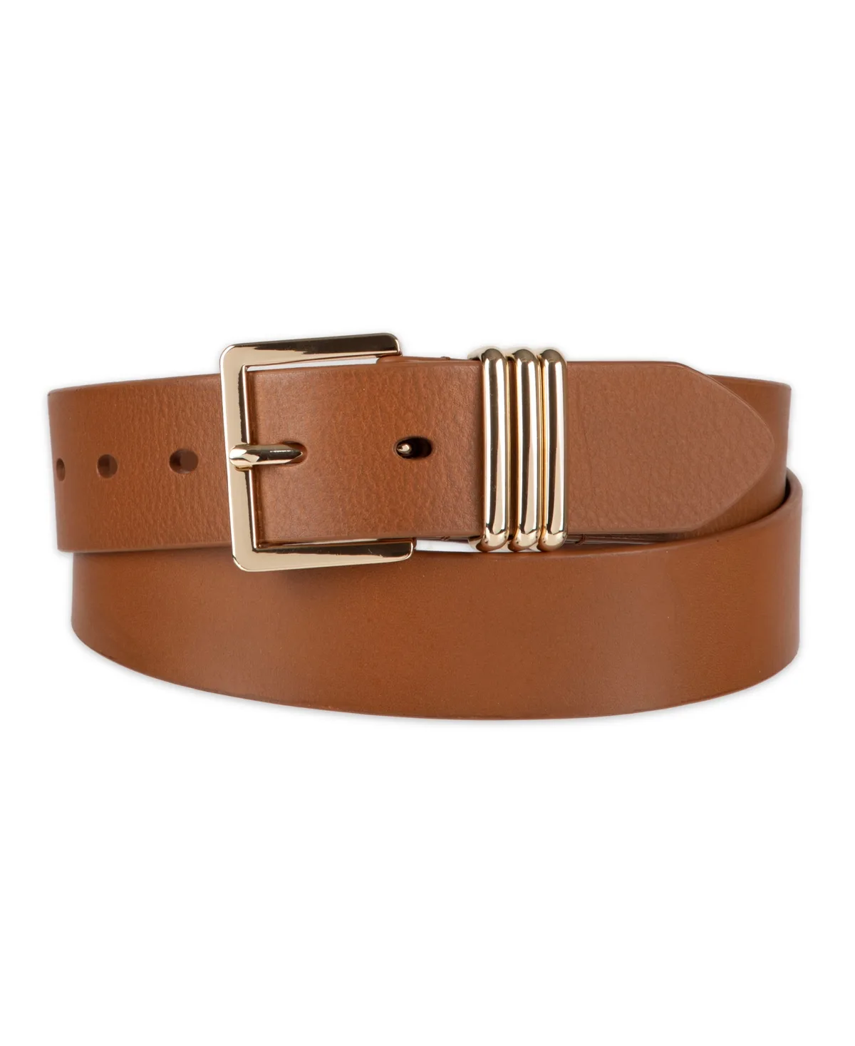 Triple-Metal Strap Keeper Casual Leather Belt by Tommy Hilfiger