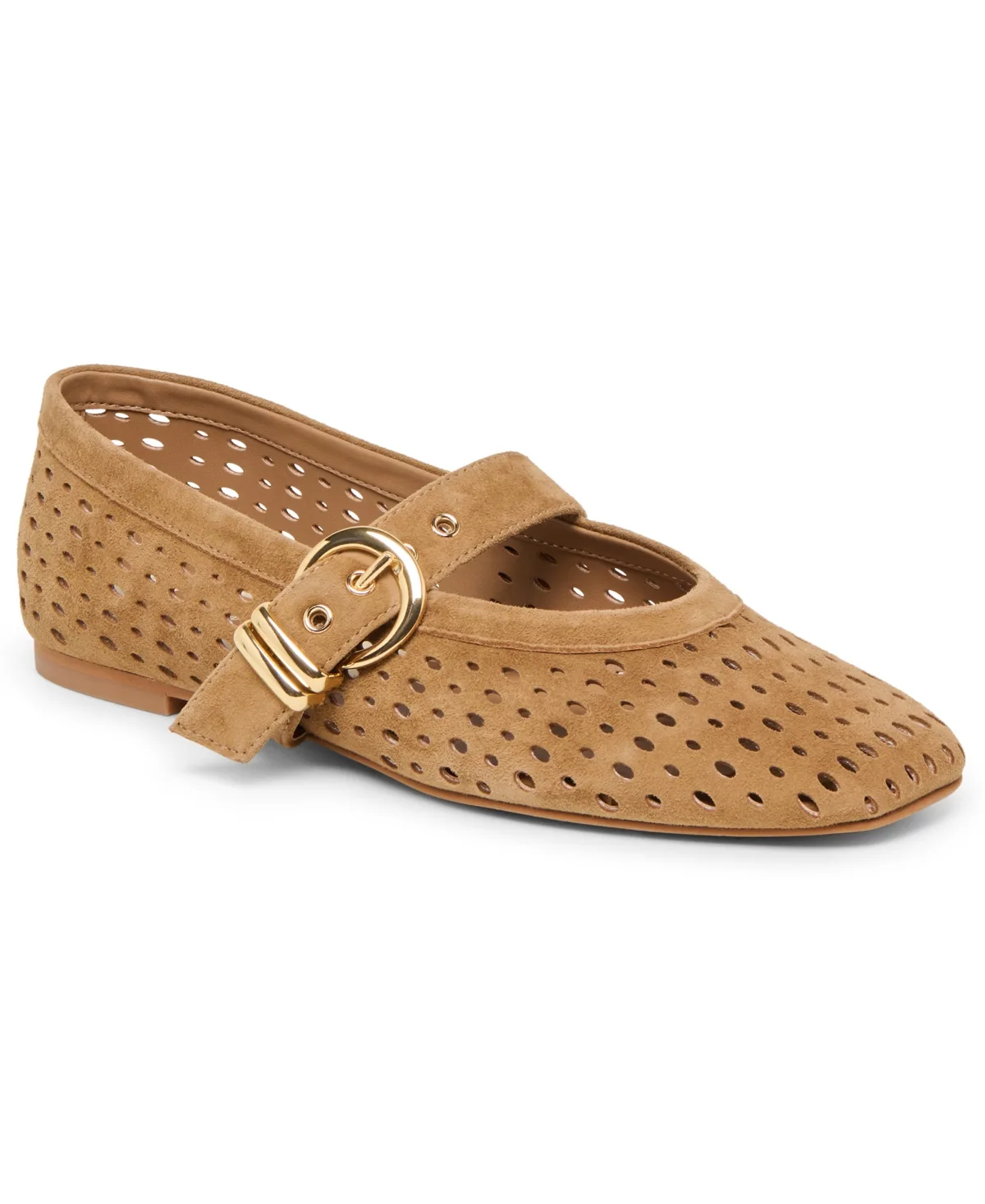 Mikel Perforated Buckle Mary Jane Flats