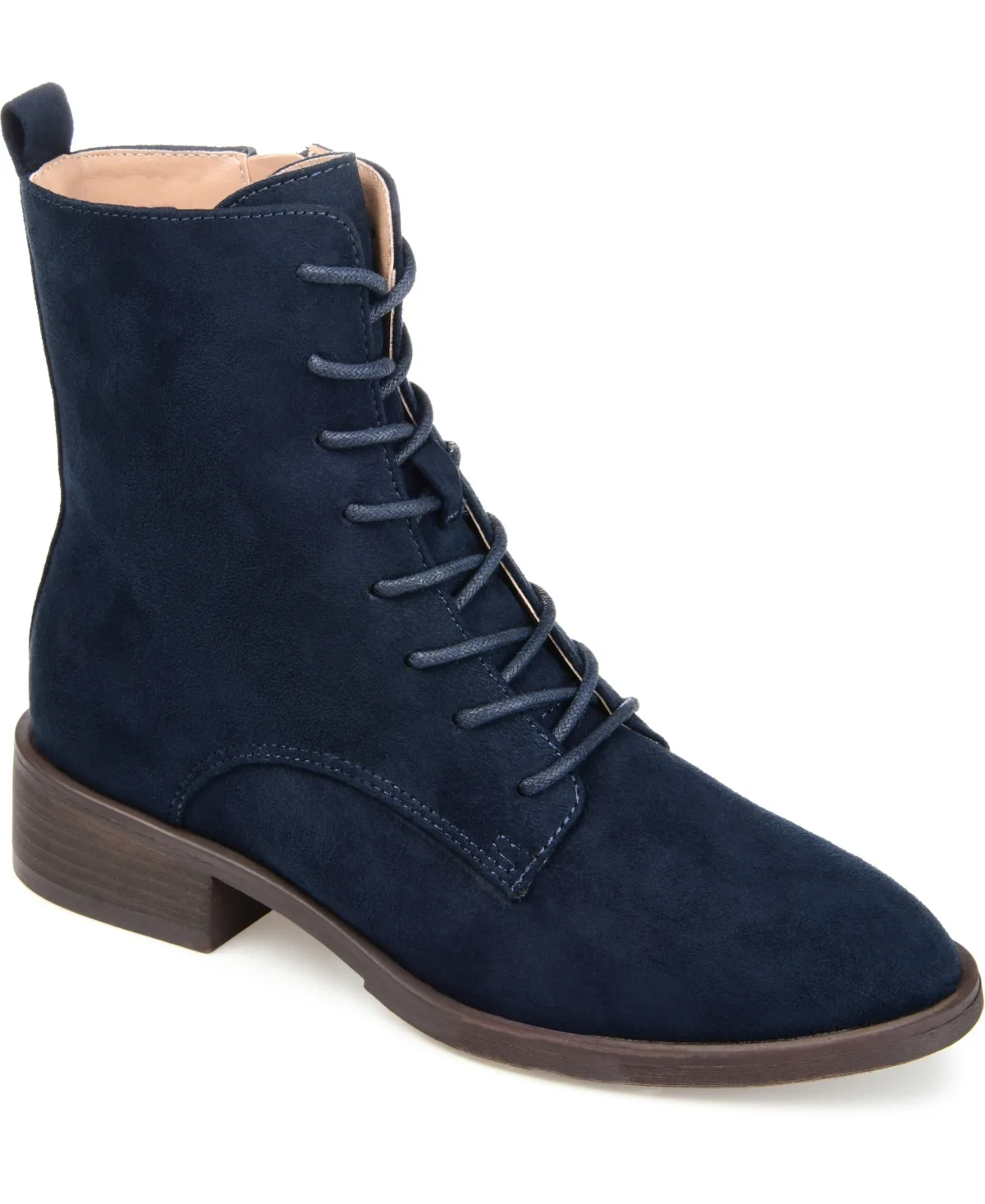 Vienna Lace Up Stacked Heel Booties by Journee Collection