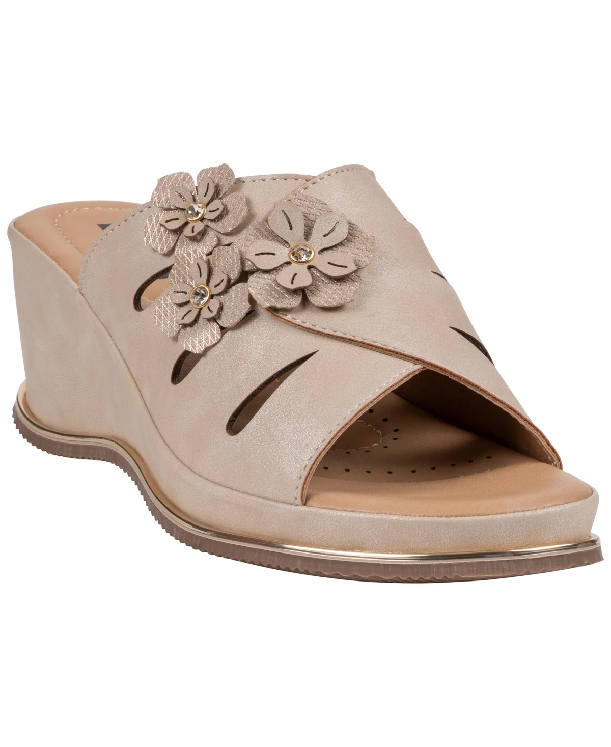 Sarel Floral Round Toe Wedge Sandals