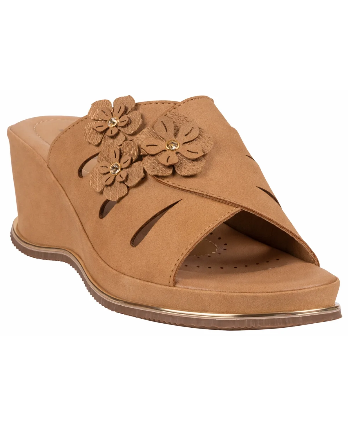 Sarel Floral Round Toe Wedge Sandals