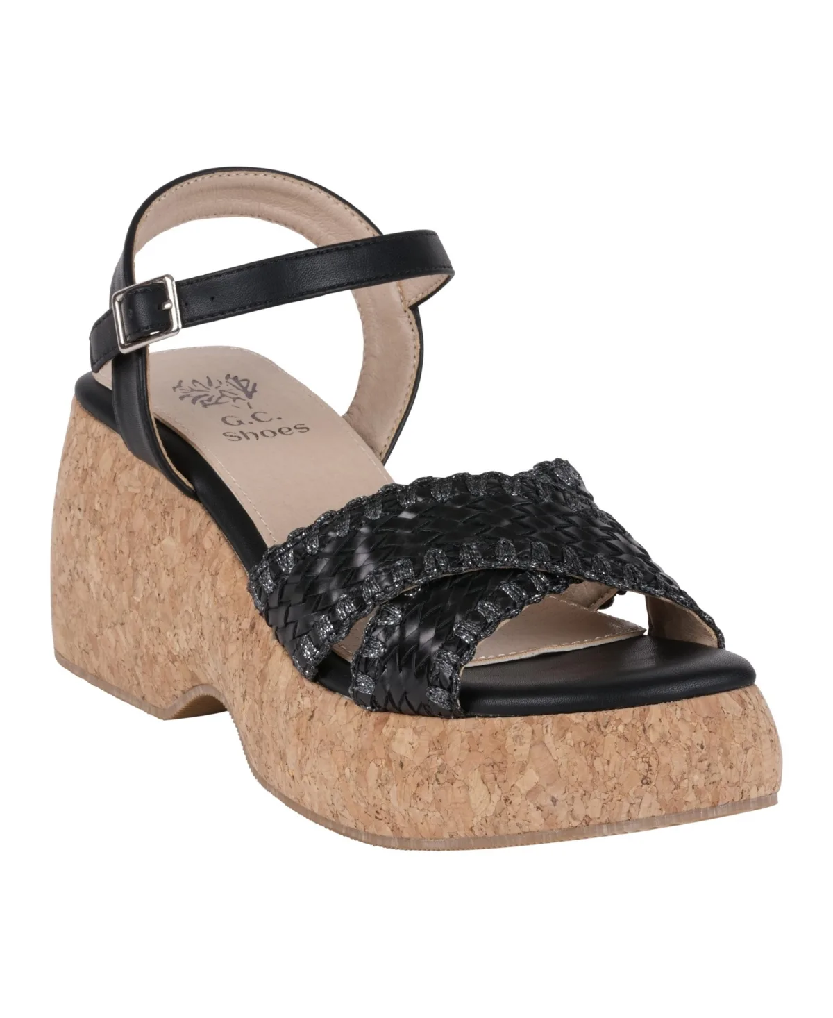 Lucy Woven Cork Platform Wedge Sandals by Gc Shoes