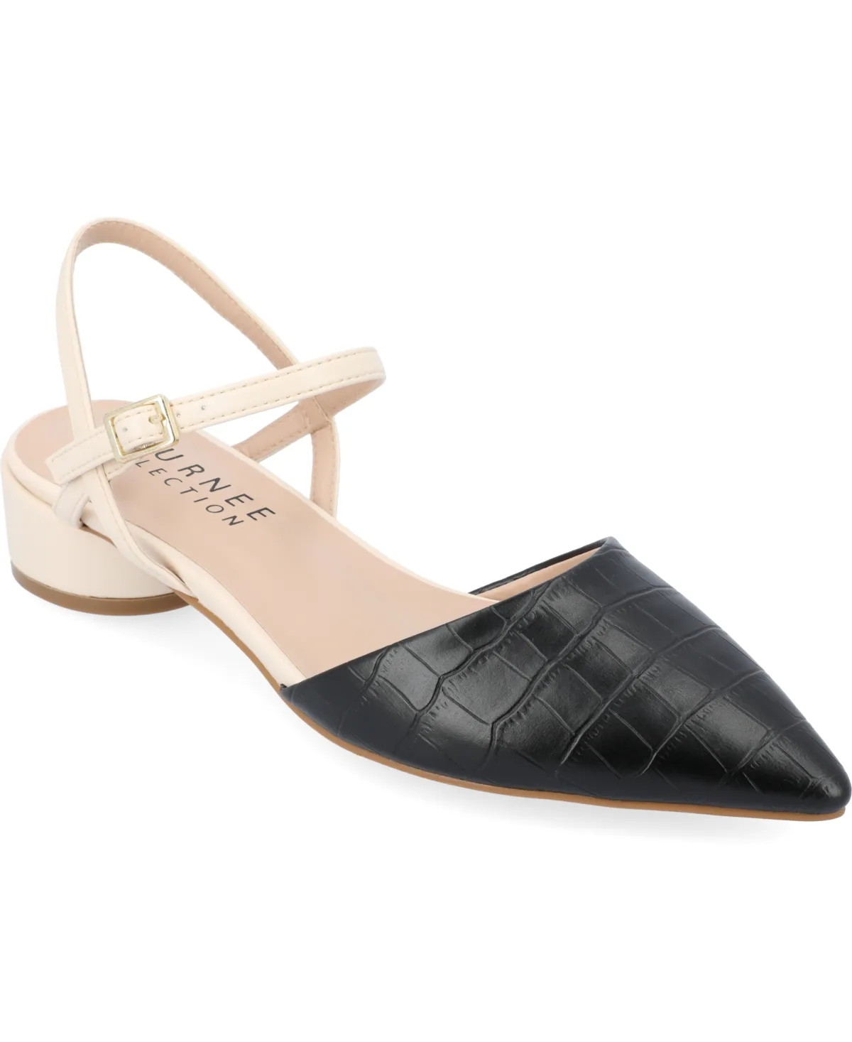 Brynn Block Heel Pointed Toe Flats by Journee Collection