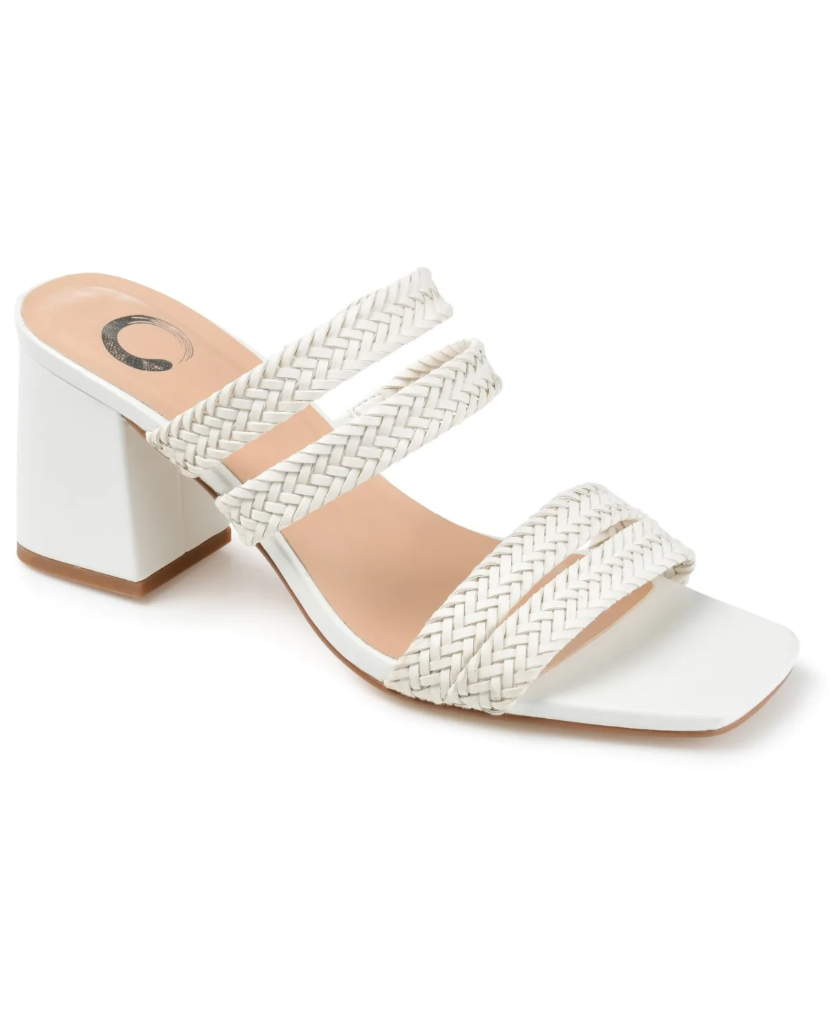 Natia Woven Block Heel Sandals by Journee Collection