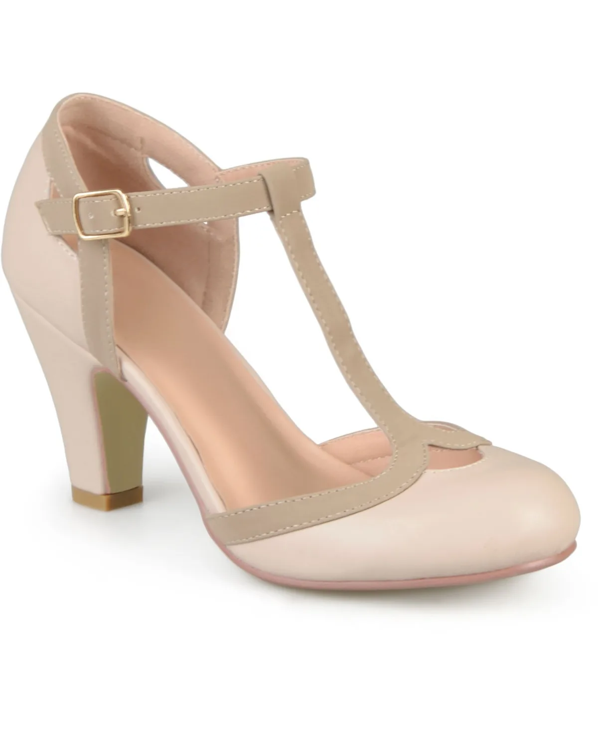 Olina T Strap Round Toe Pumps by Journee Collection