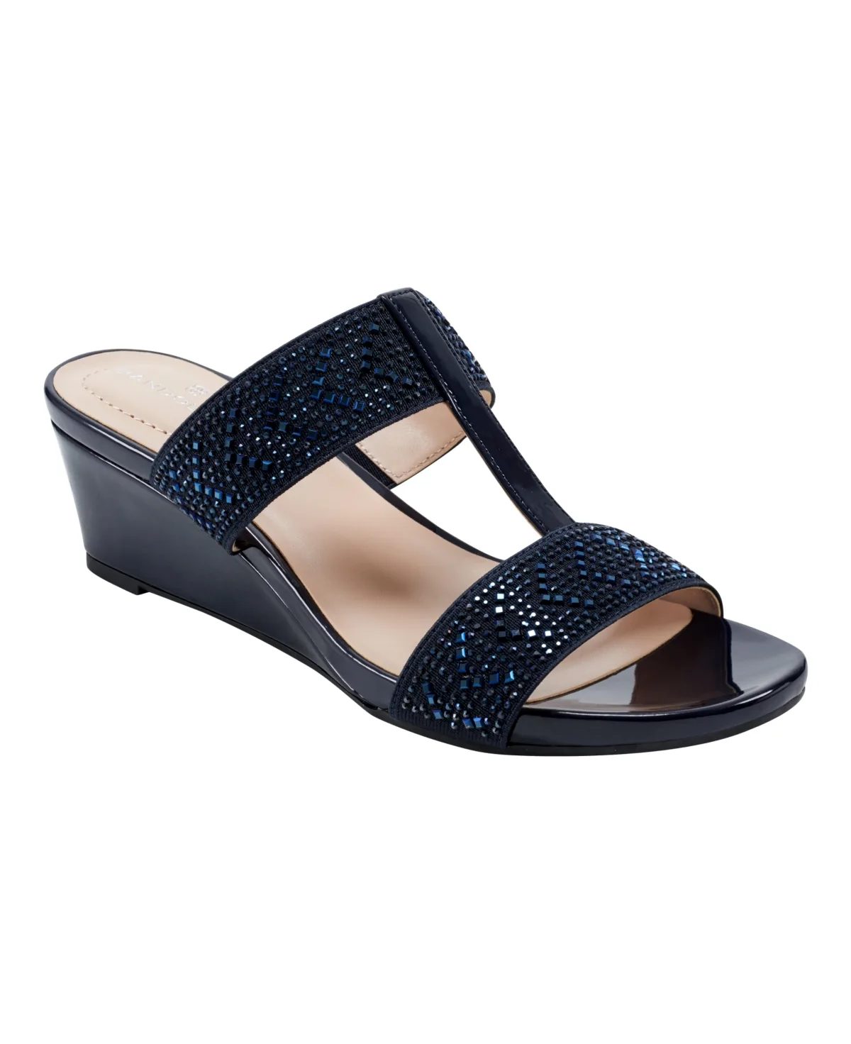 Iluvit Embellished T-Strap Wedge Sandals by Bandolino