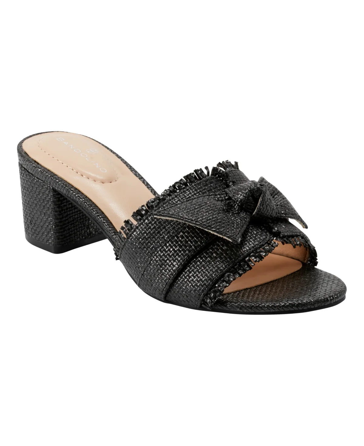 Arden Raffia Knotted Bow Block Heel Sandals by Bandolino
