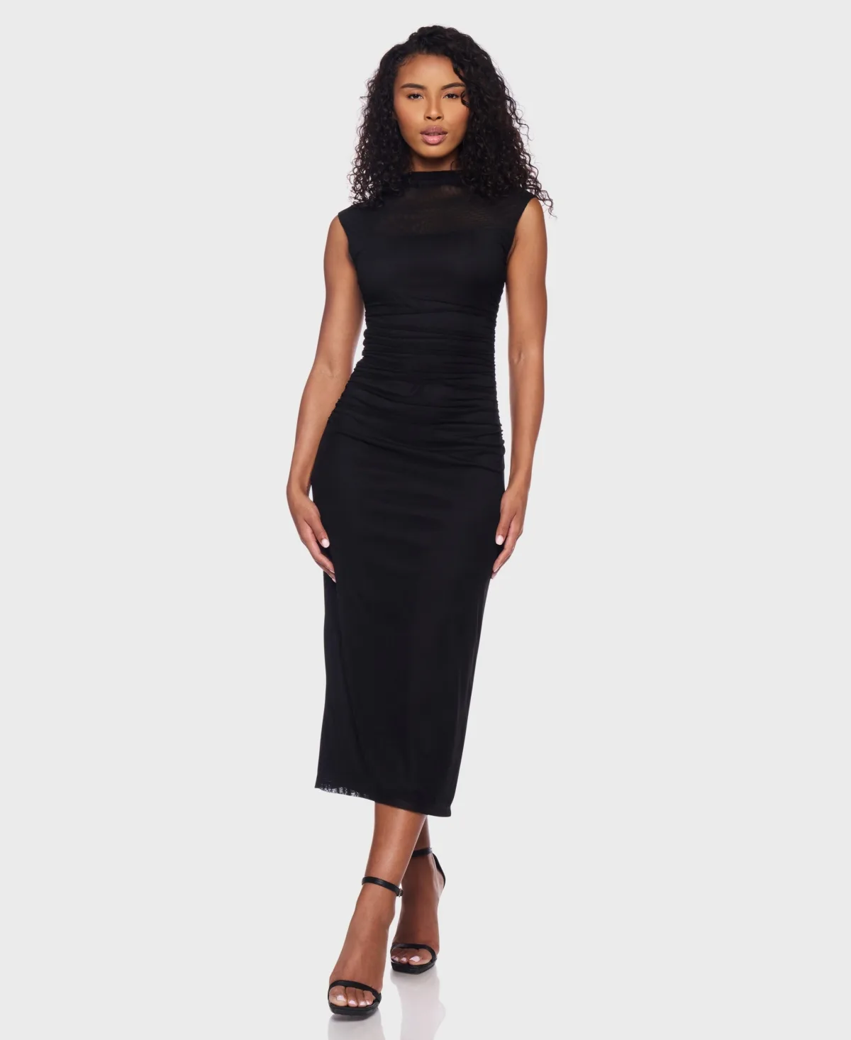 Shirred Waist Midi Dress