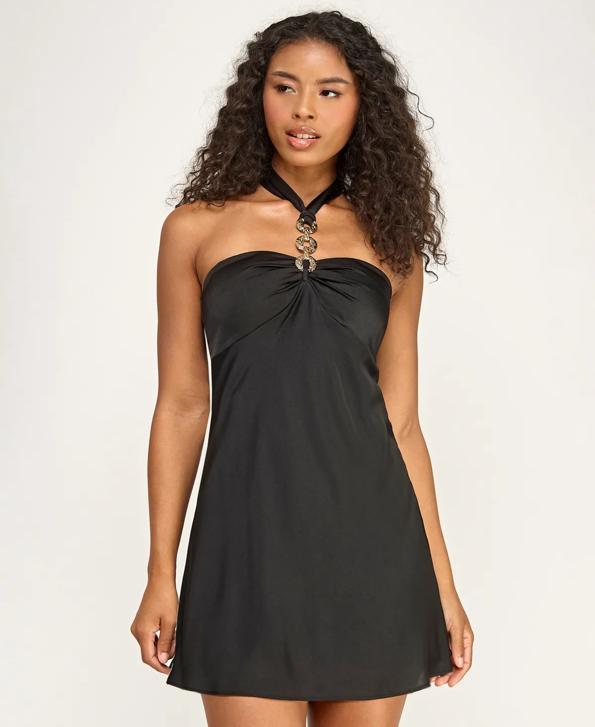 Halter Neck Satin Mini Dress by City Studios