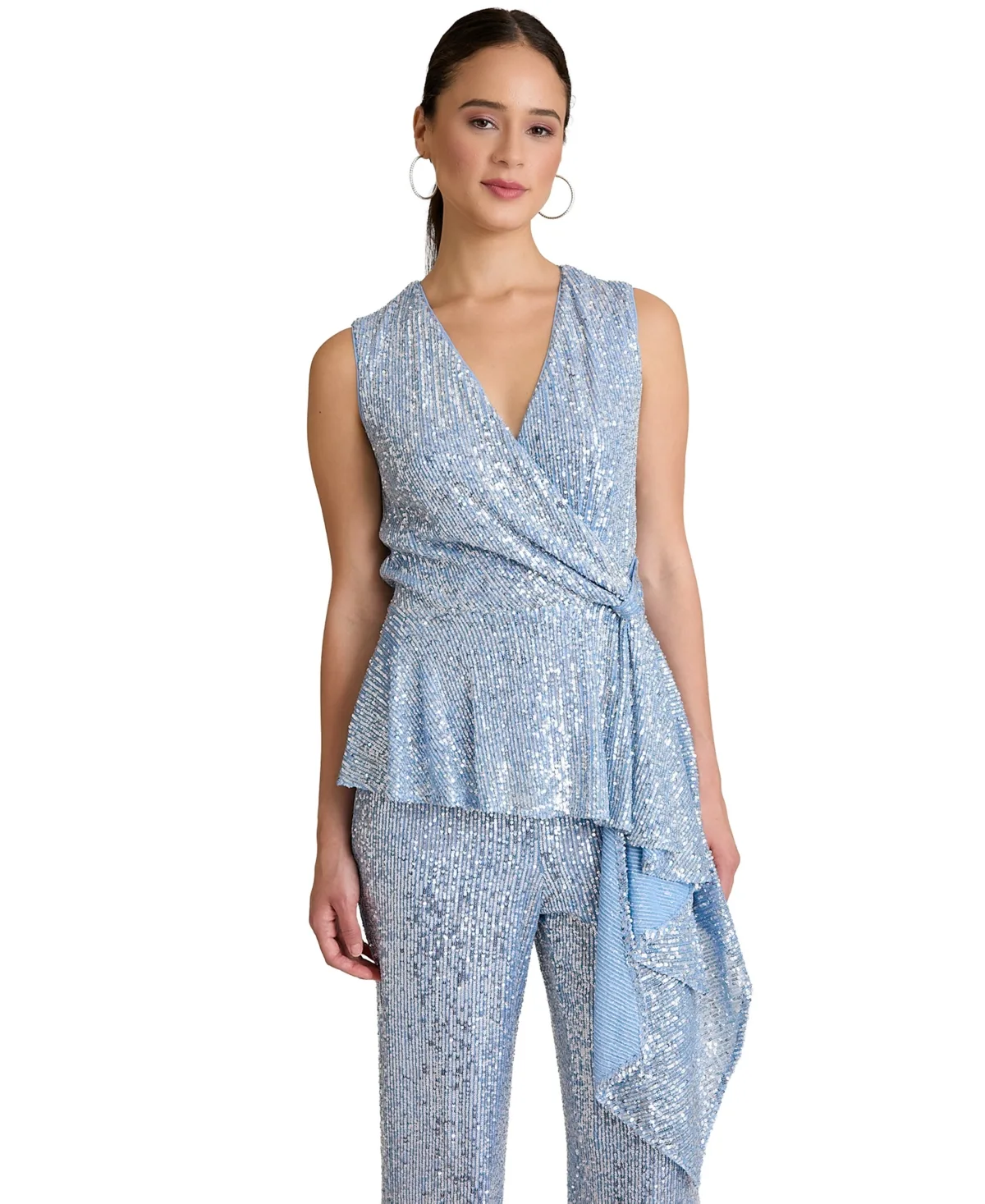 V-Neck Sleeveless Sequin Top by Muse