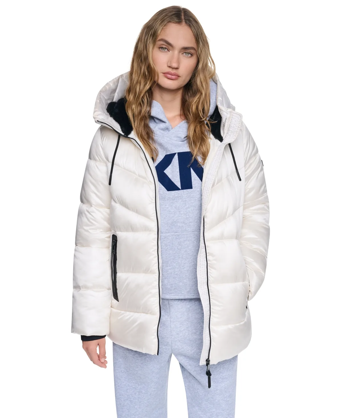 Shine Hooded Puffer Coat by Dkny