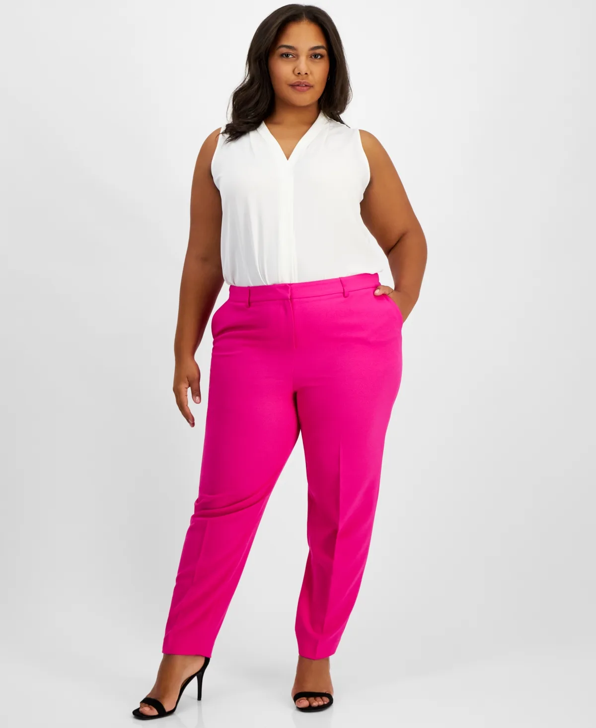 Classic Straight-Leg Mid-Rise Pants by Tahari Asl