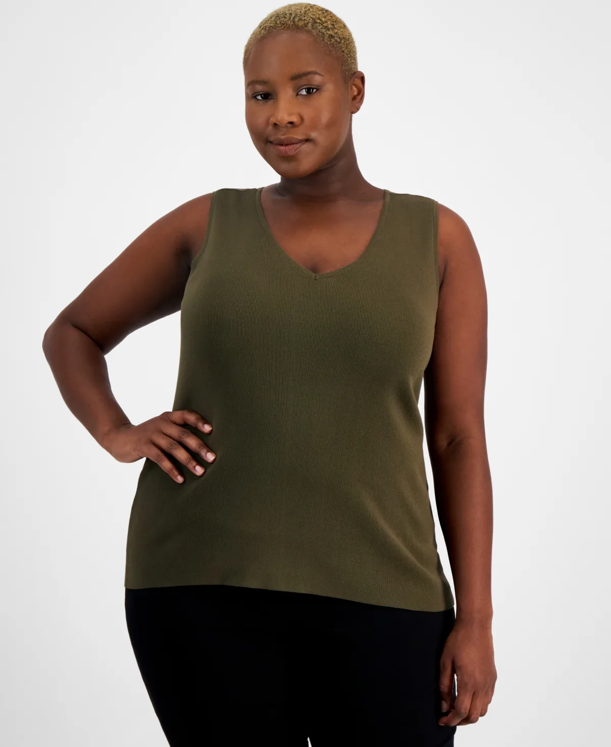 V-Neck Sleeveless Tank Top by Tahari Asl