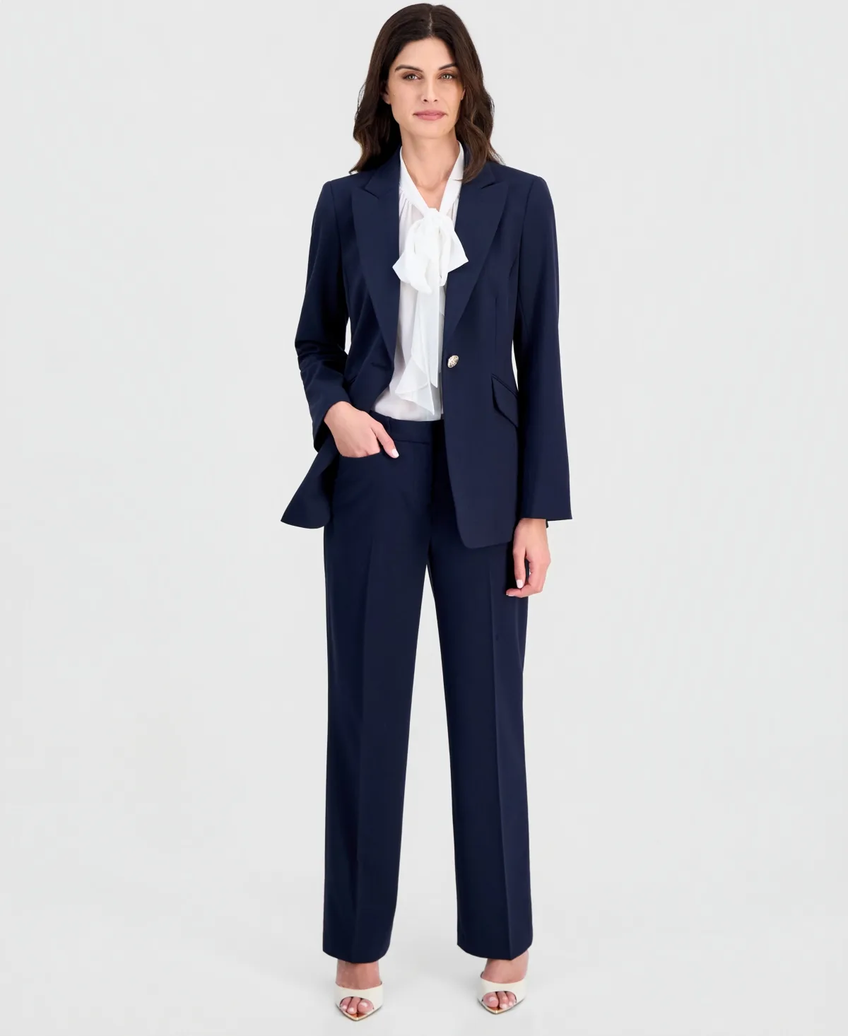 Shoulder Padded One-Button Jacket by Tahari Asl