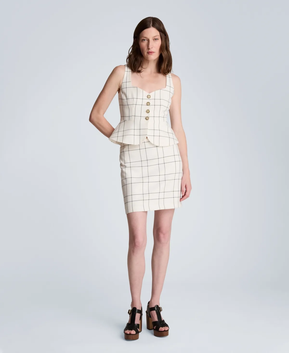 Windowpane Plaid Mini Skirt by Kenneth Cole