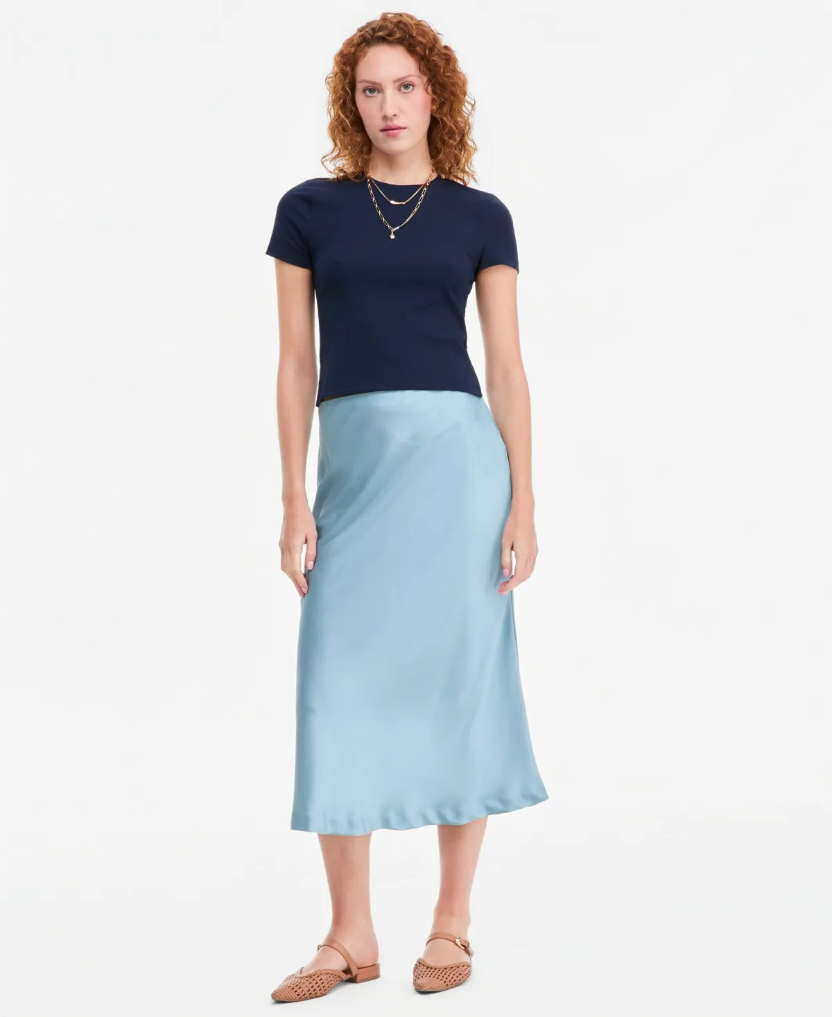 Pull-On Satin Slip Skirt by On 34th