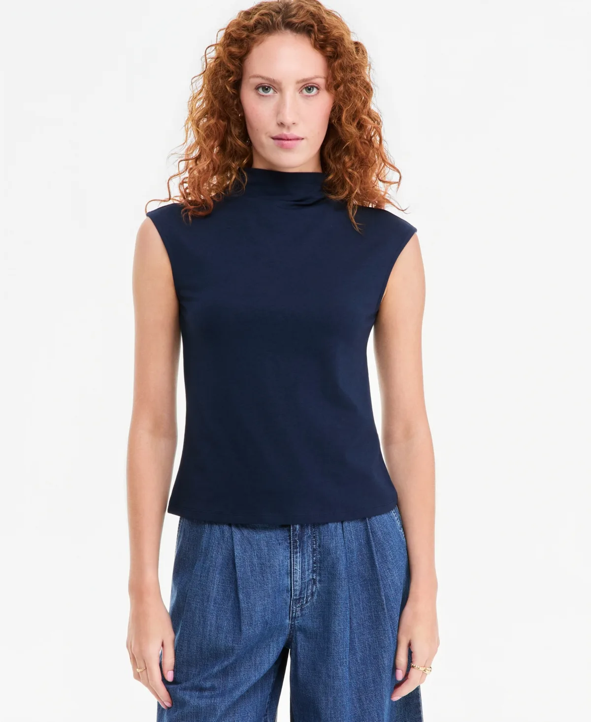 Funnel Neck Sleeveless T-Shirt
