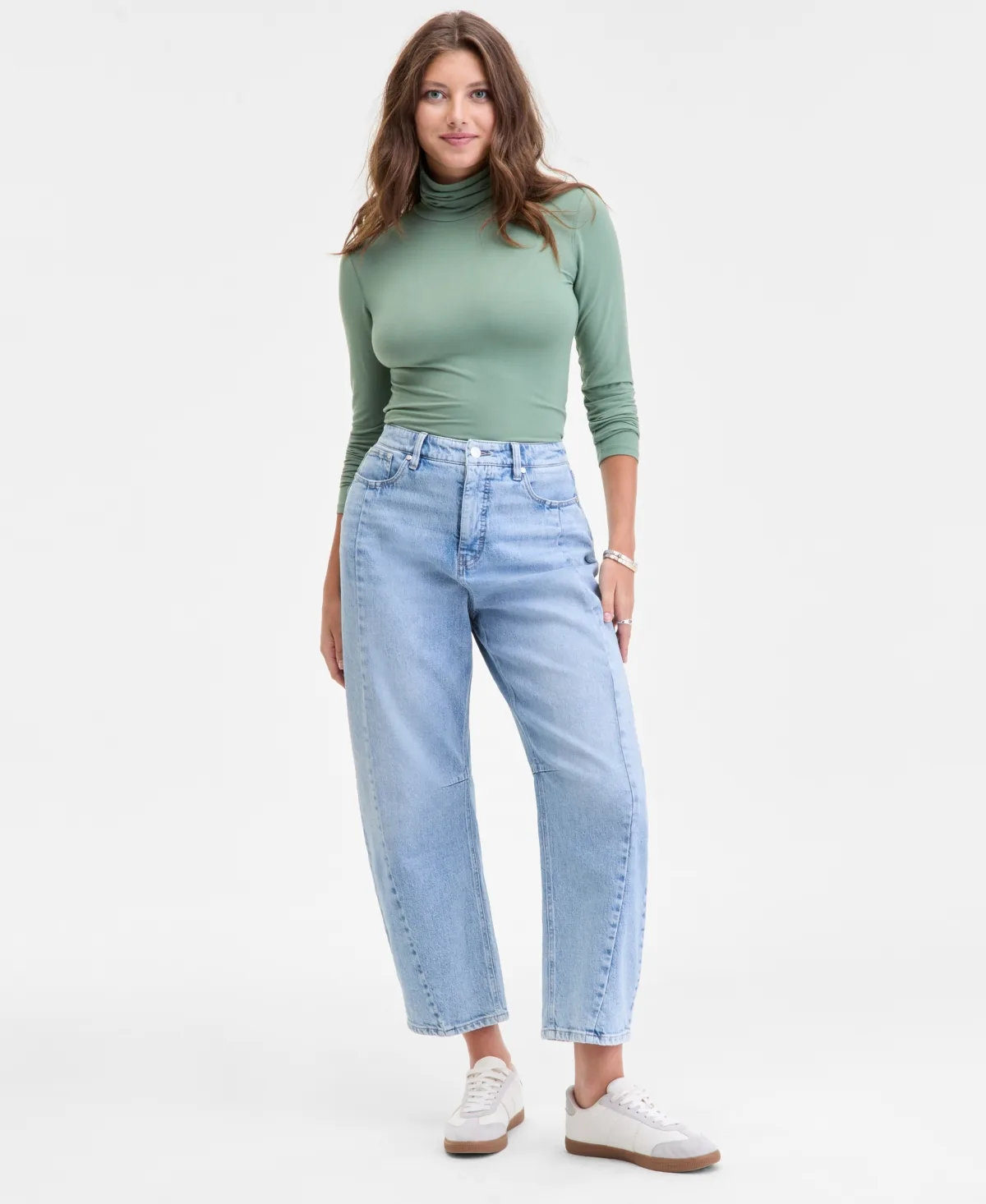 Cropped High-Rise Barrel-Leg Jeans by On 34th