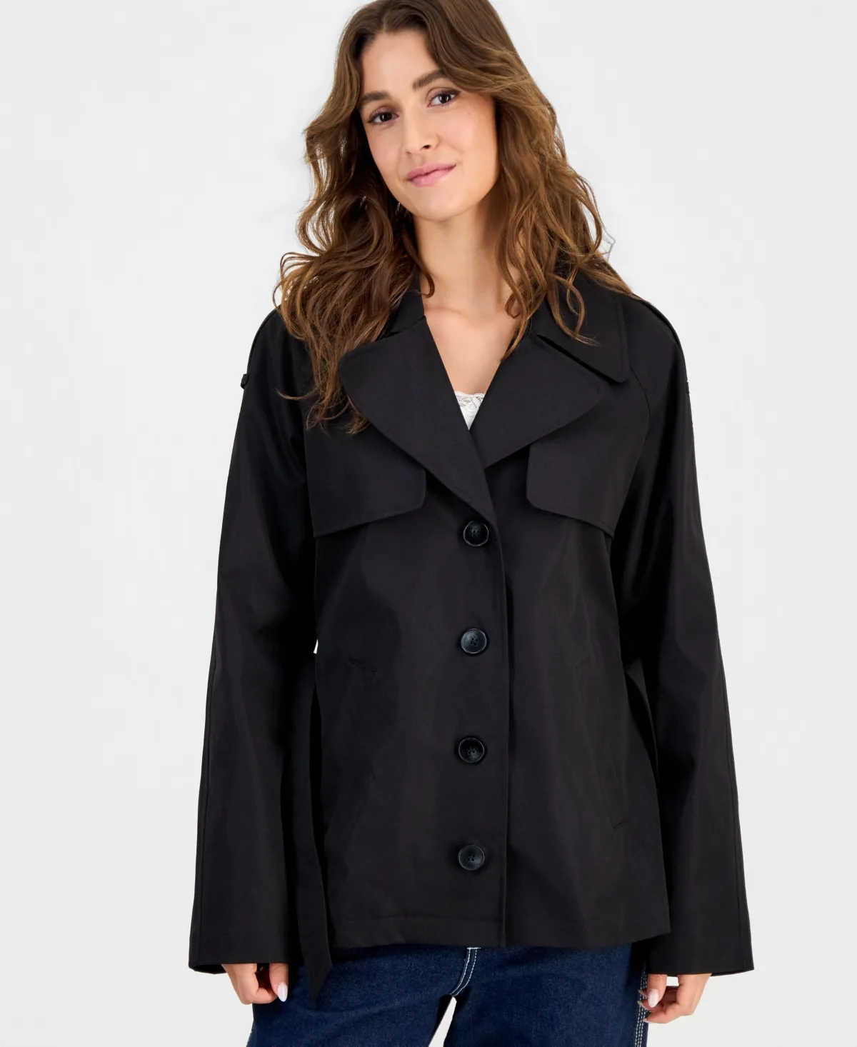 Cropped Trench Coat by Maralyn & Me