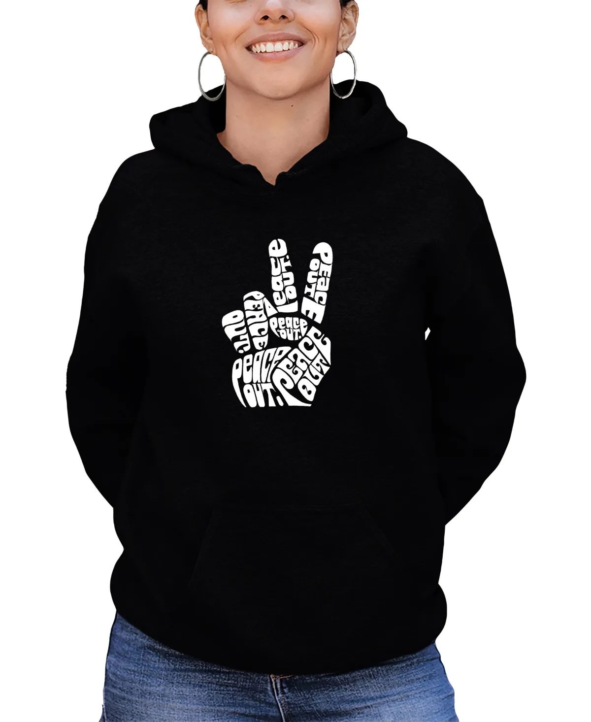 Hooded Word Art Peace Out Sweatshirt Top by La Pop Art