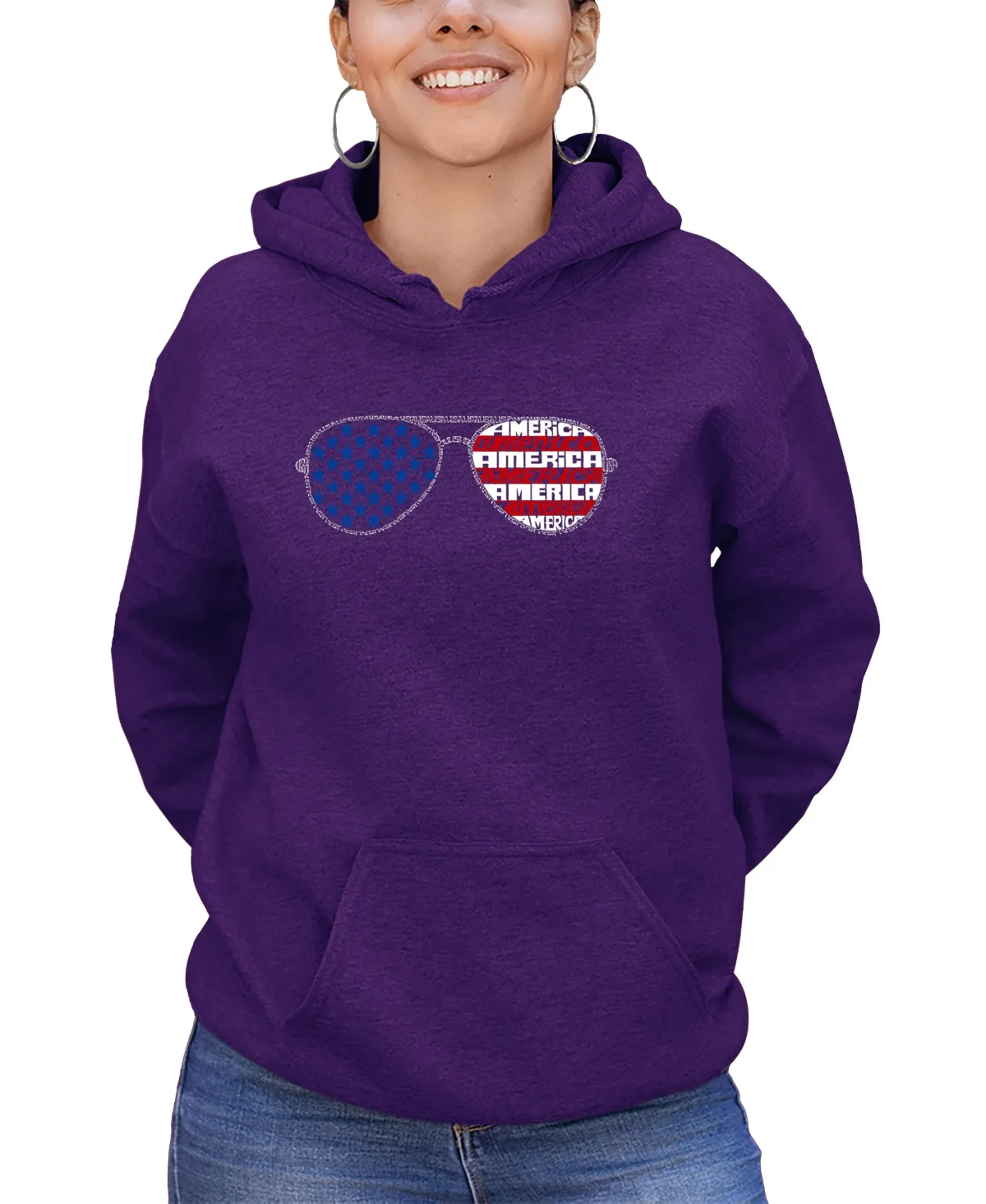 Americana Sunglasses Word Art Long Sleeve Sweatshirt by La Pop Art