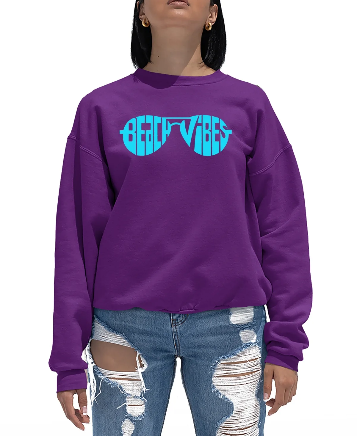 Beach Vibes Word Art Crewneck Sweatshirt by La Pop Art