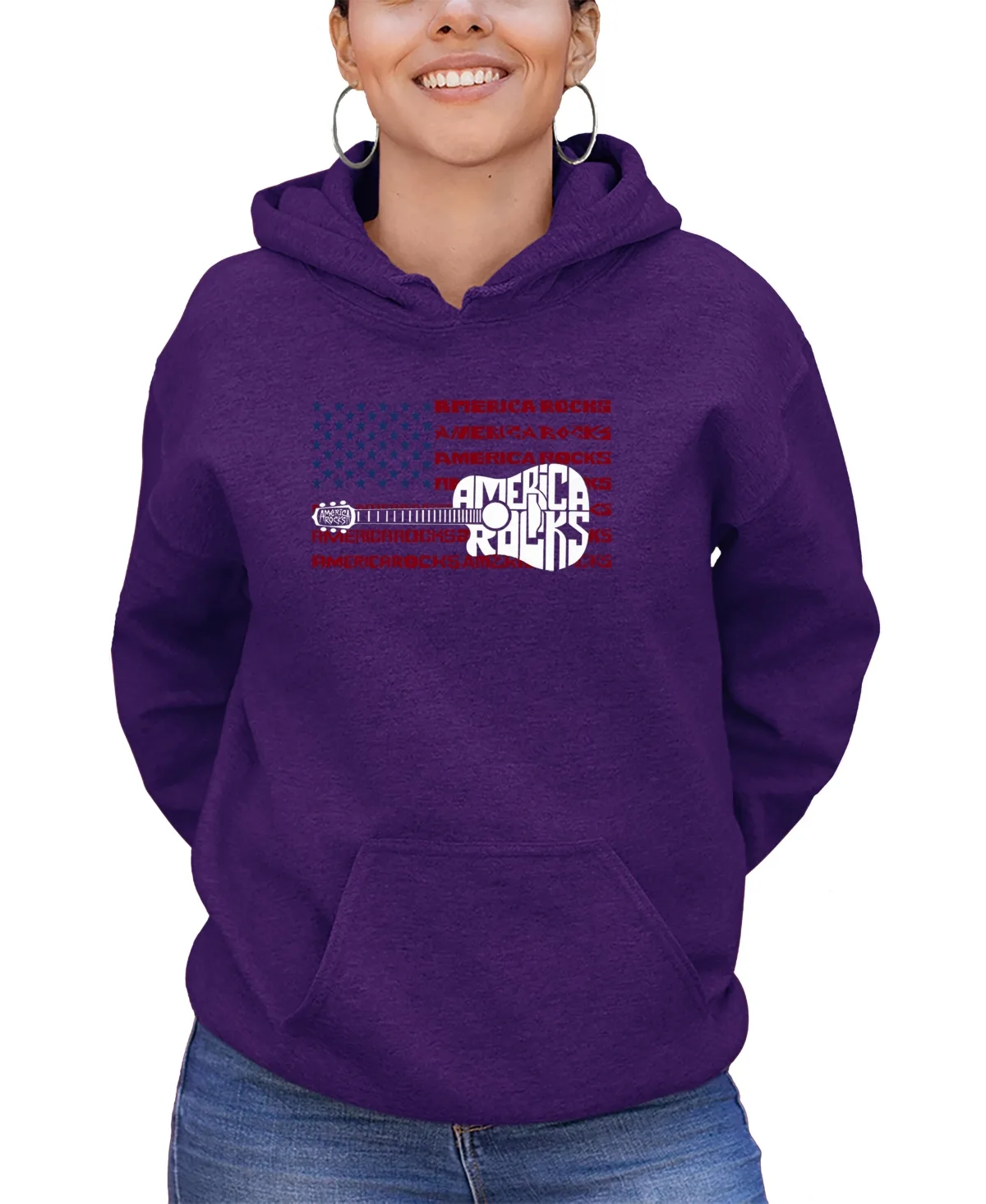 America Rocks Word Art Long Sleeve Sweatshirt by La Pop Art