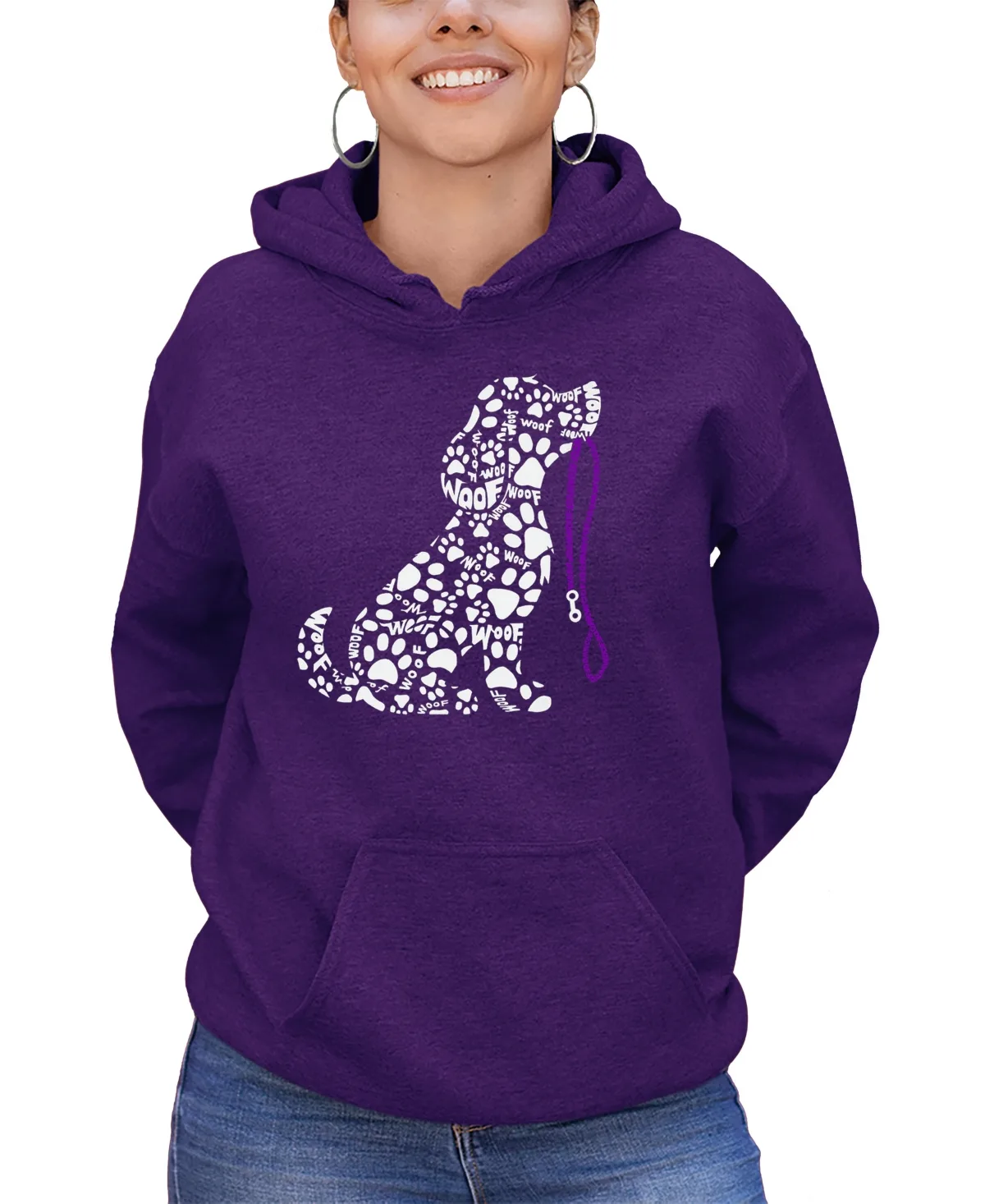 Dog Leash Word Art Hooded Sweatshirt by La Pop Art