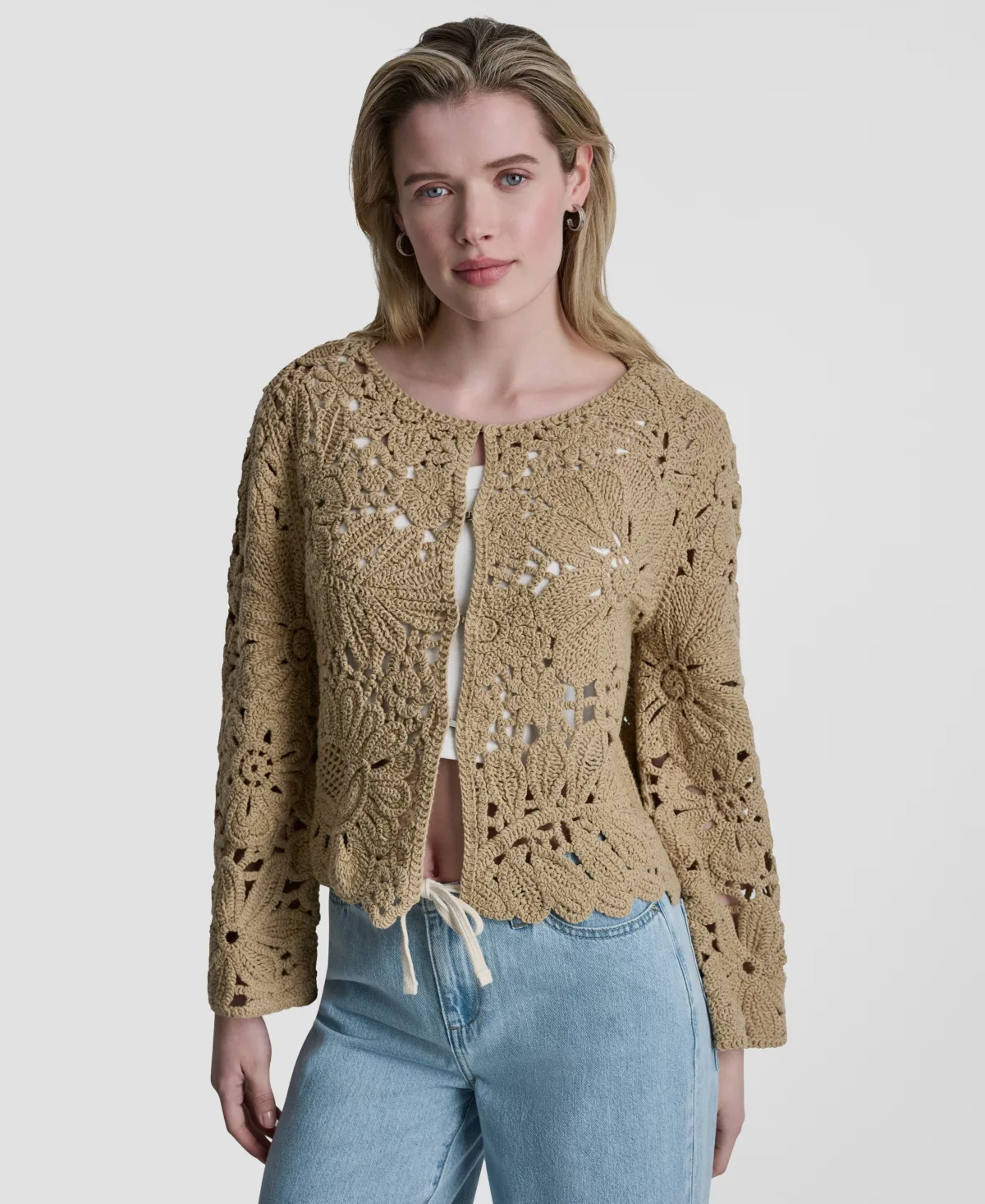 Long-Sleeve Crewneck Cardigan by Dkny Jeans