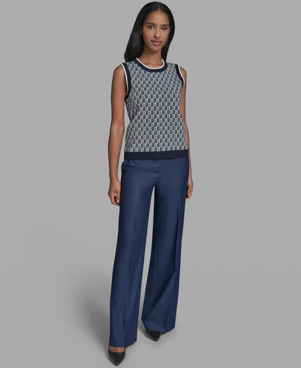 Crew Neck Sleeveless Sweater by Karl Lagerfeld Paris