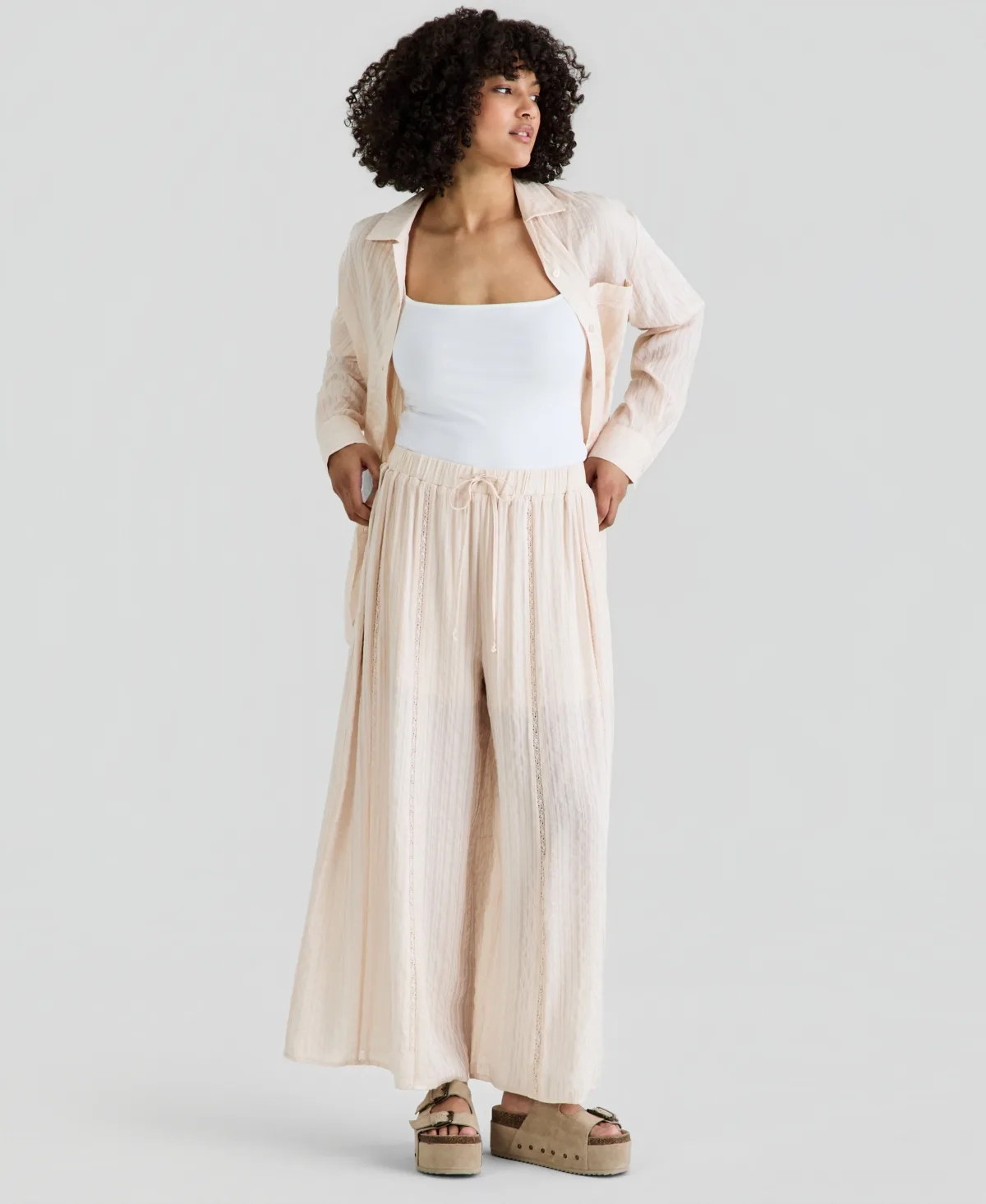 Satin Pull-On Wide-Leg Pants by And Now This