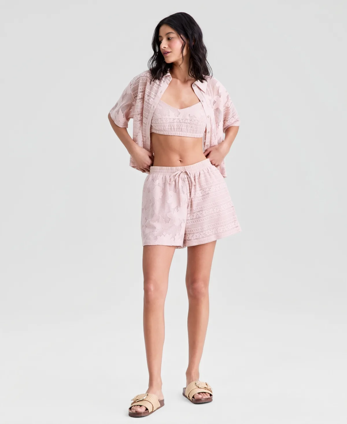 Drawstring Soft Lace Shorts by And Now This