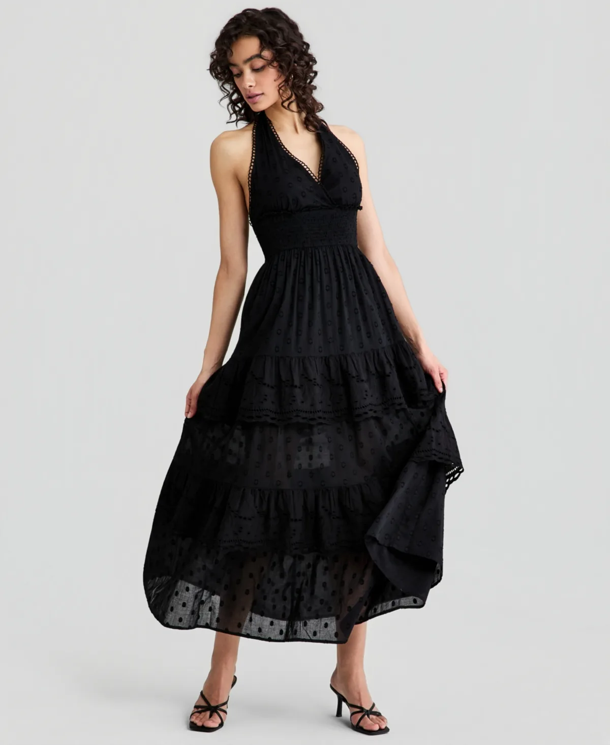 Cotton Halter Tiered Maxi Dress by And Now This