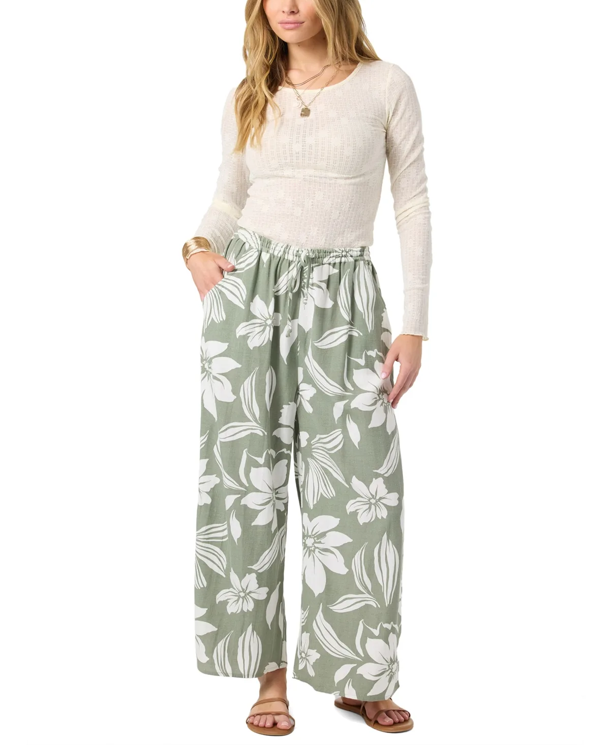 Rosalie Floral Wide-Leg Pull-On Pants by O'neill