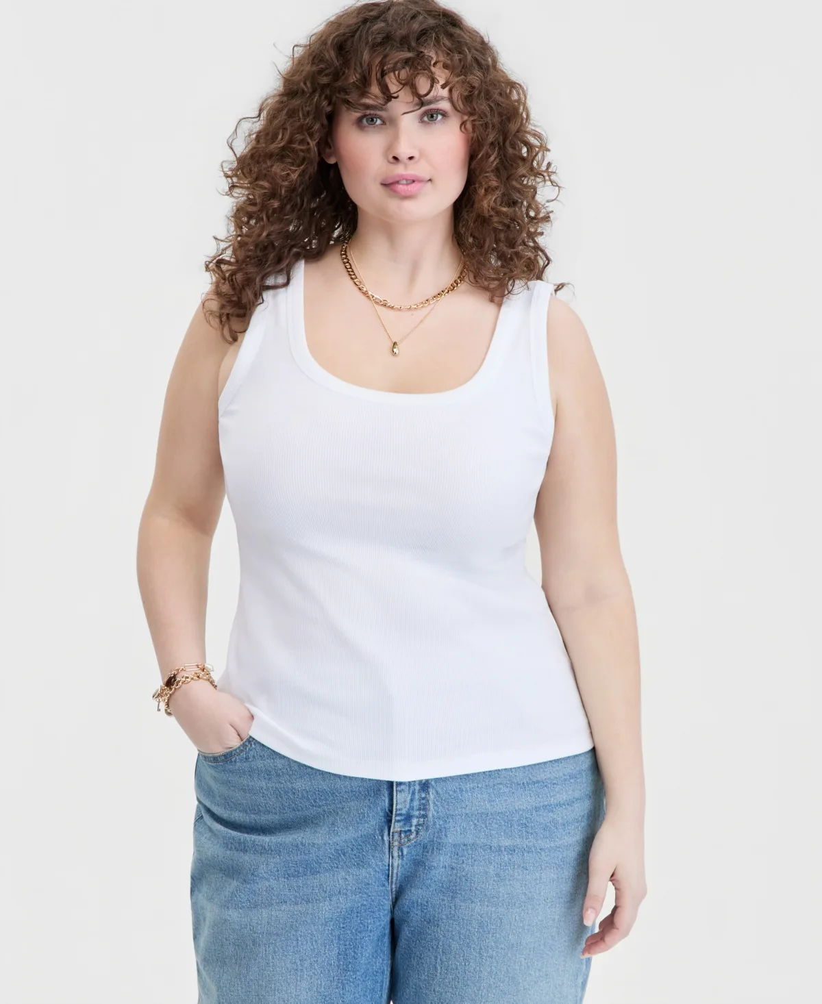 Double Scoop-Neck Tank by On 34th