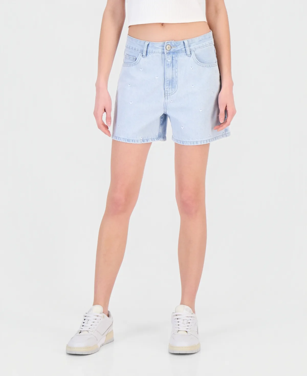 Embroidered Hearts Denim Shorts by Angel Jeans