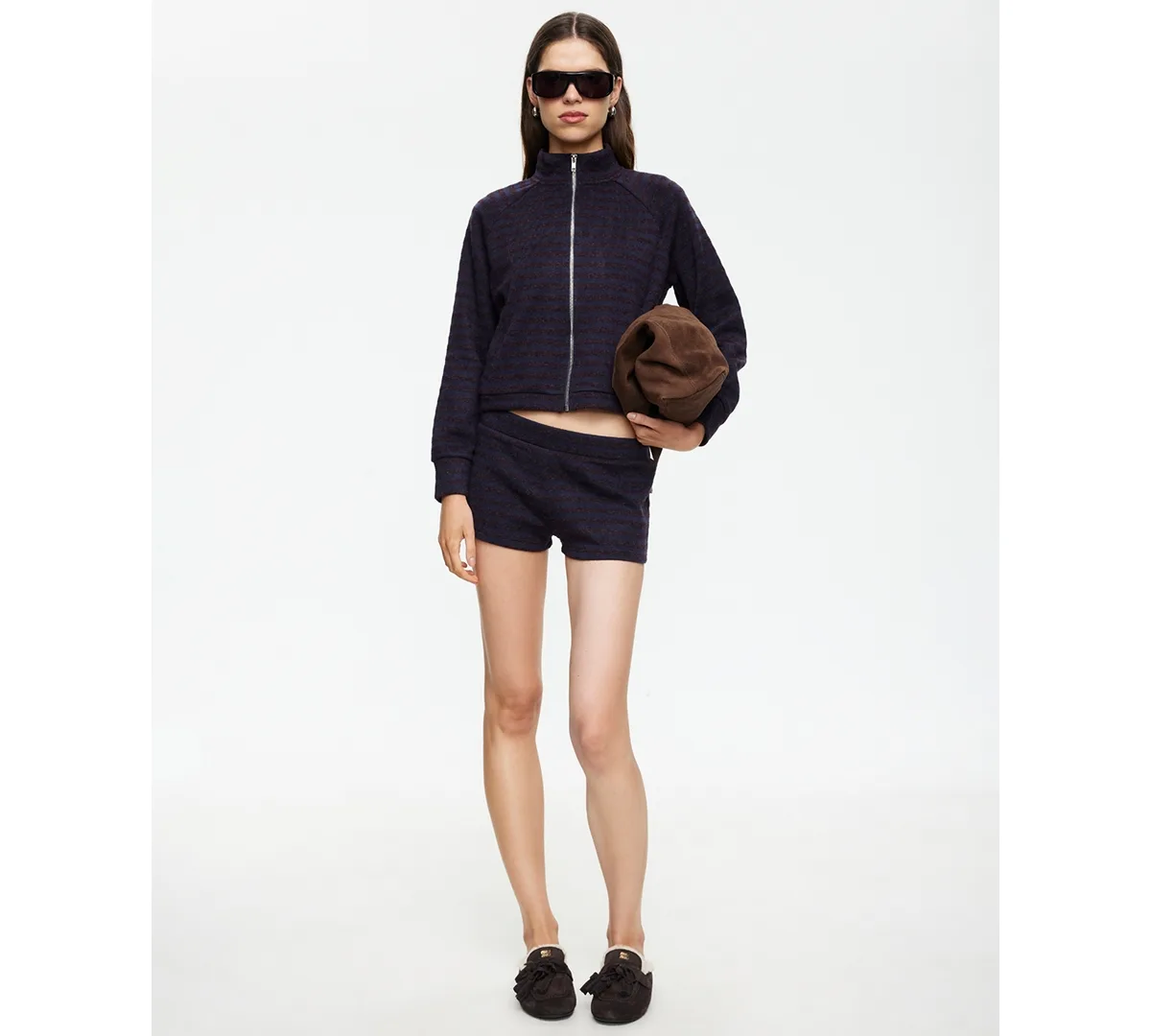 Striped Funnel Neck Jacket by Lioness