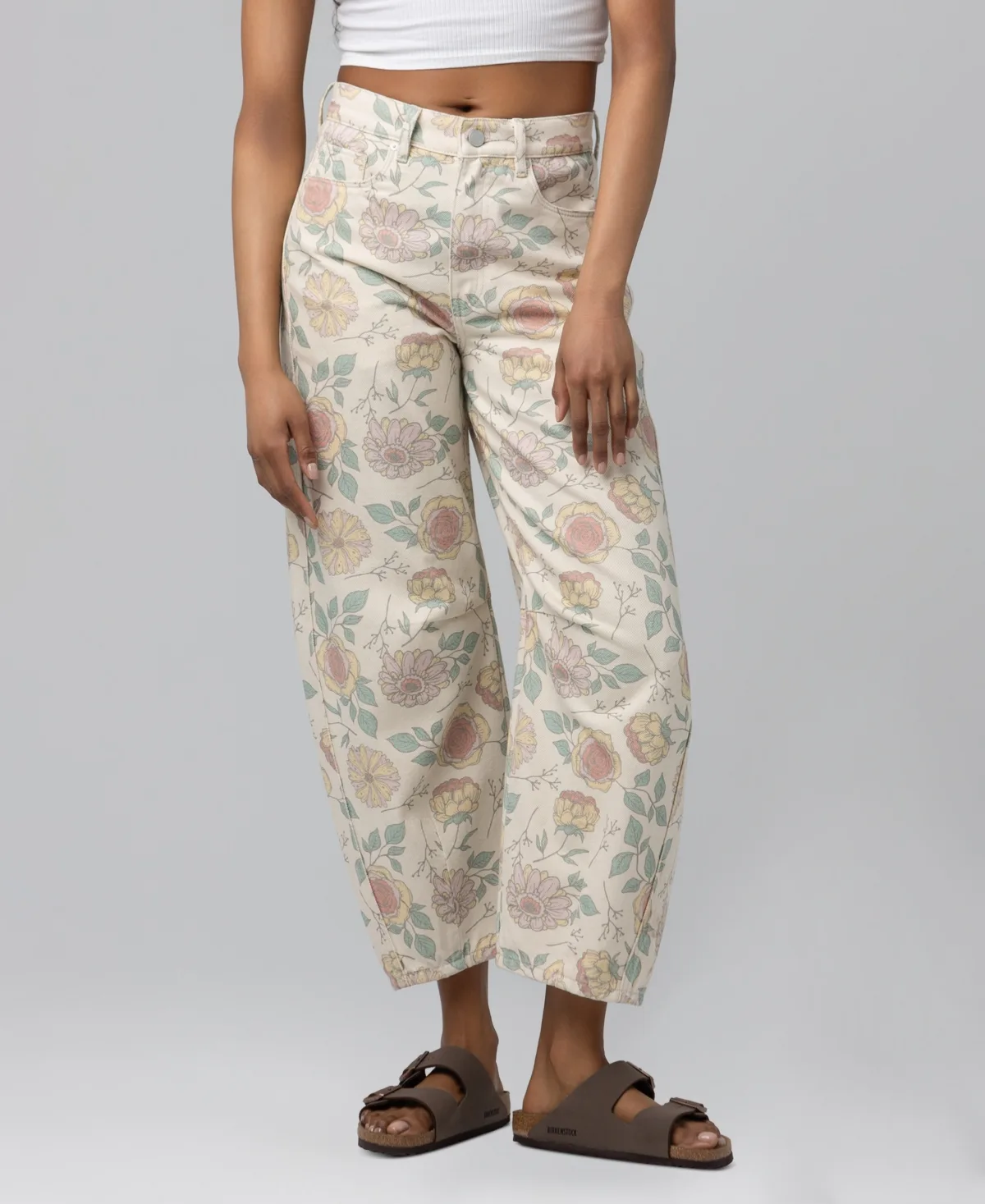 Printed High-Rise Barrel-Leg Jeans by Blank Nyc