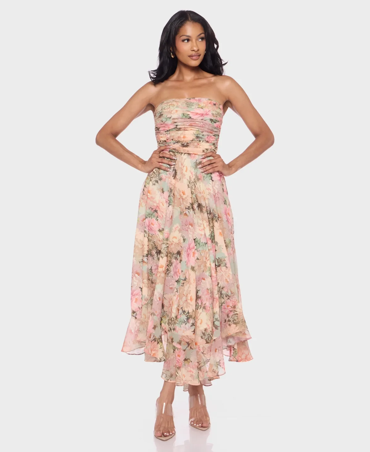 Strapless Printed Dress by Alex & Sophia