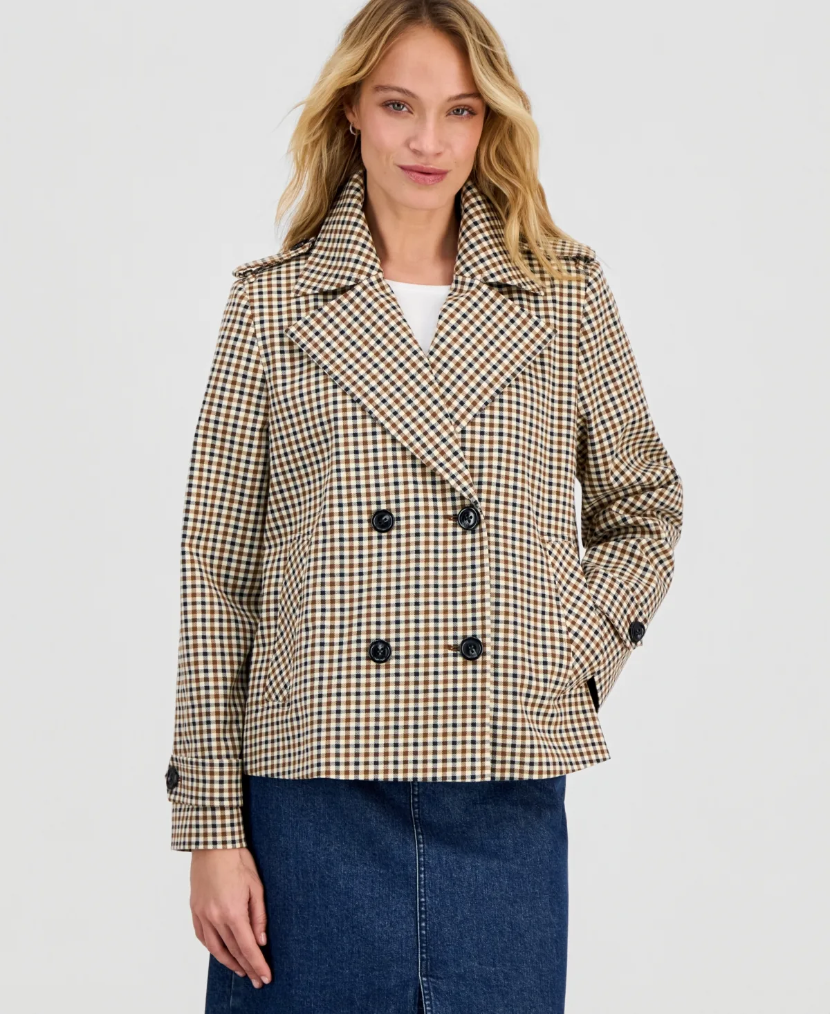 Short Double-Breasted Trench Coat by London Fog
